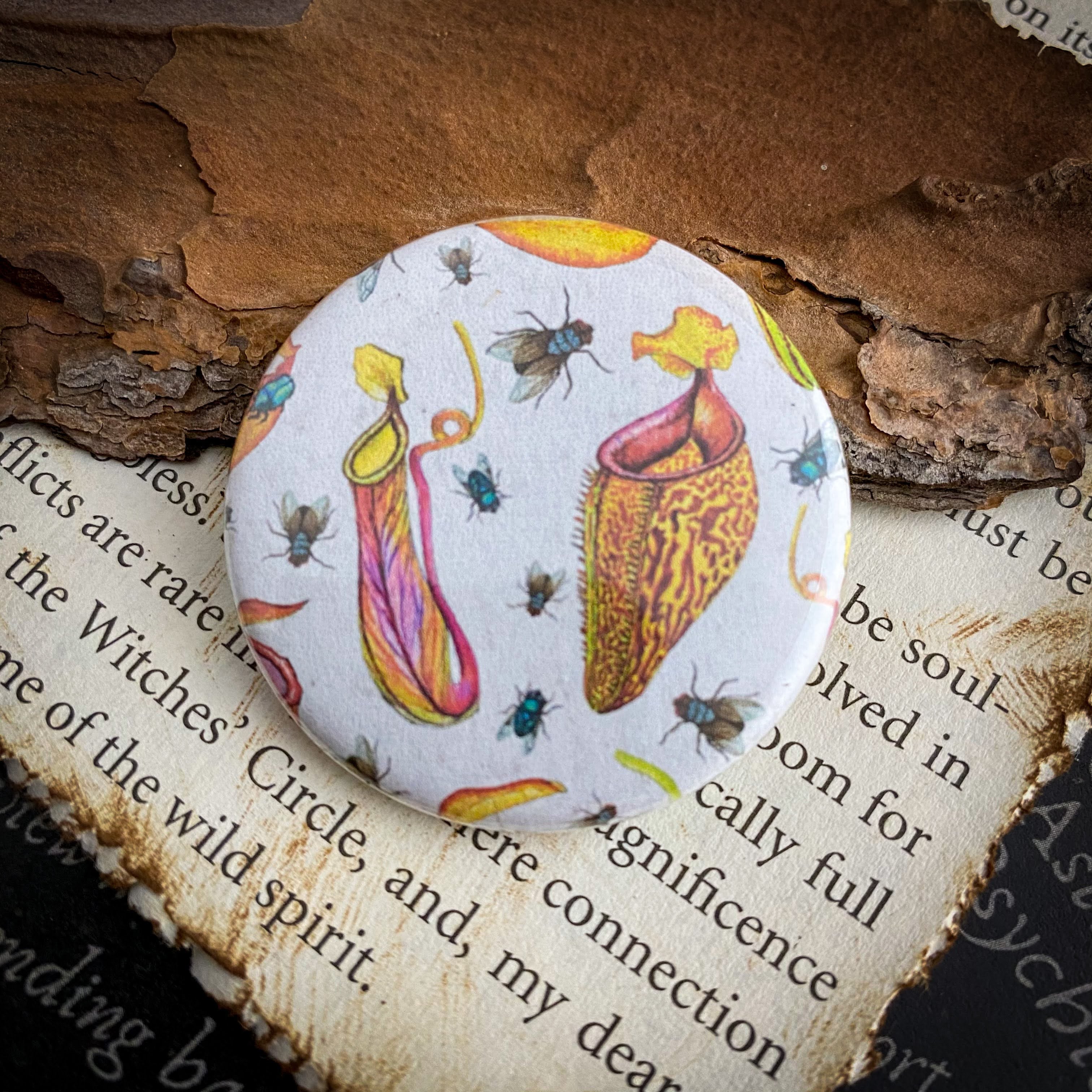 Hungry Plants - Hand Pressed Button/Pin - 1.5"