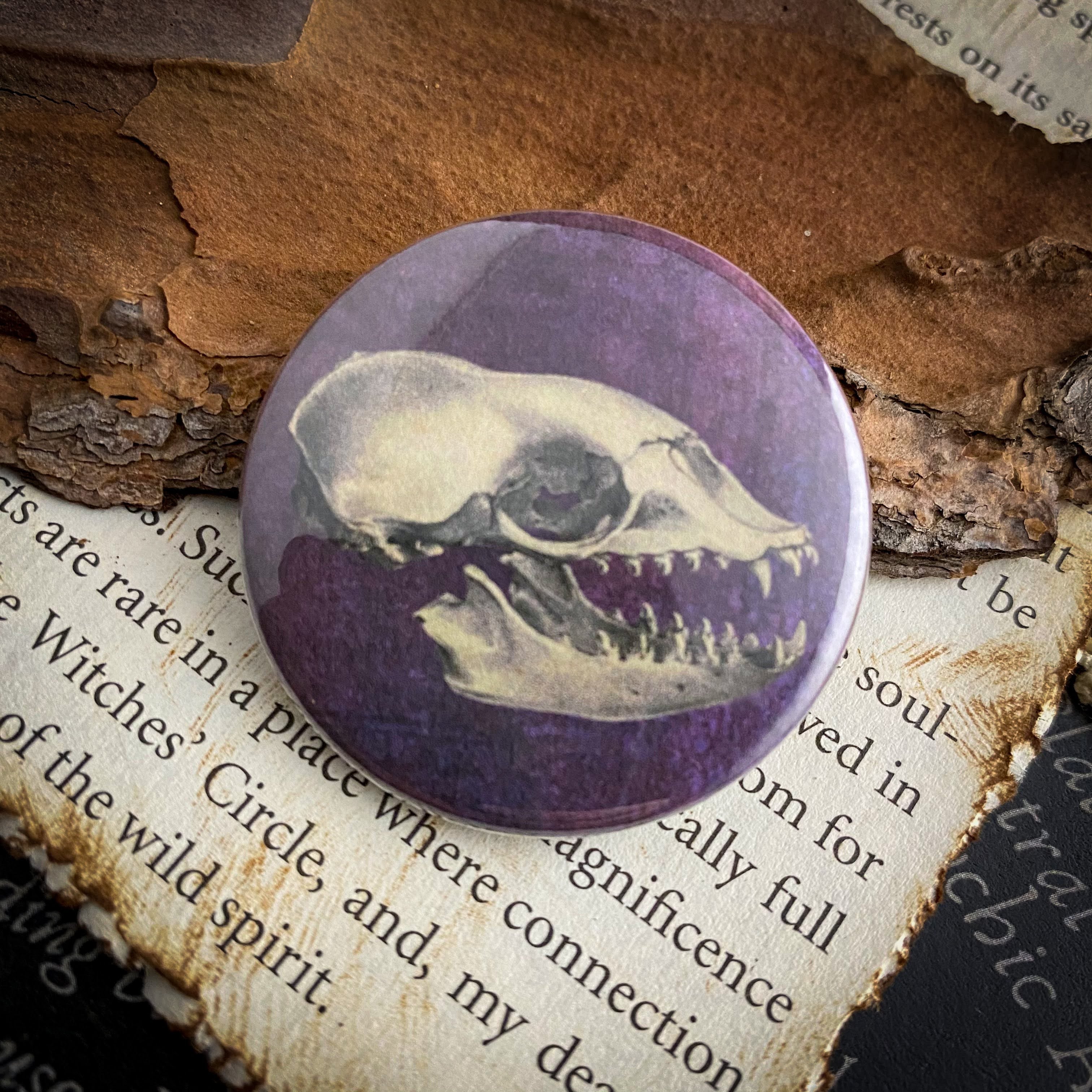 Animal Skull - Hand Pressed Button/Pin - 1.5"