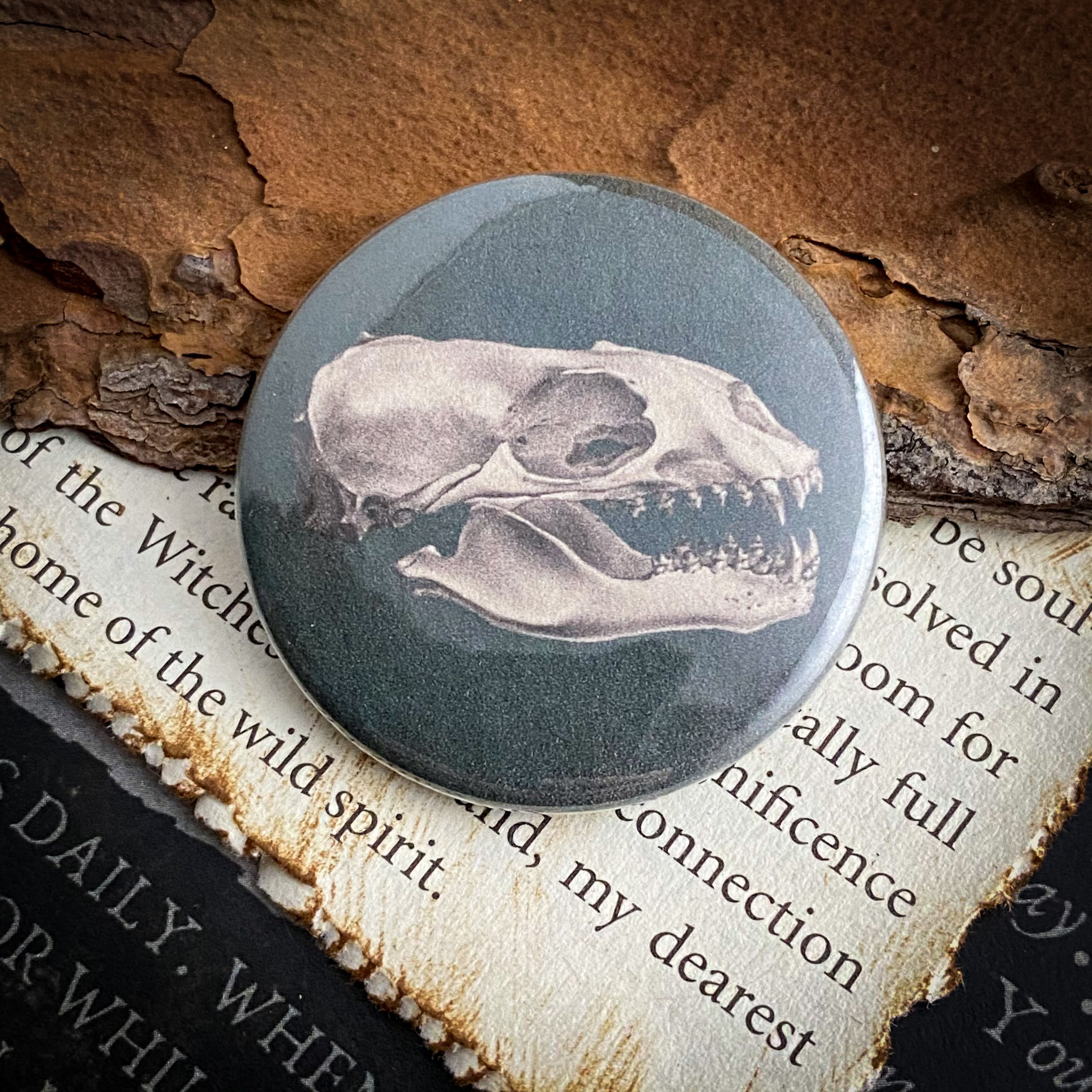 Animal Skull - Hand Pressed Button/Pin - 1.5"
