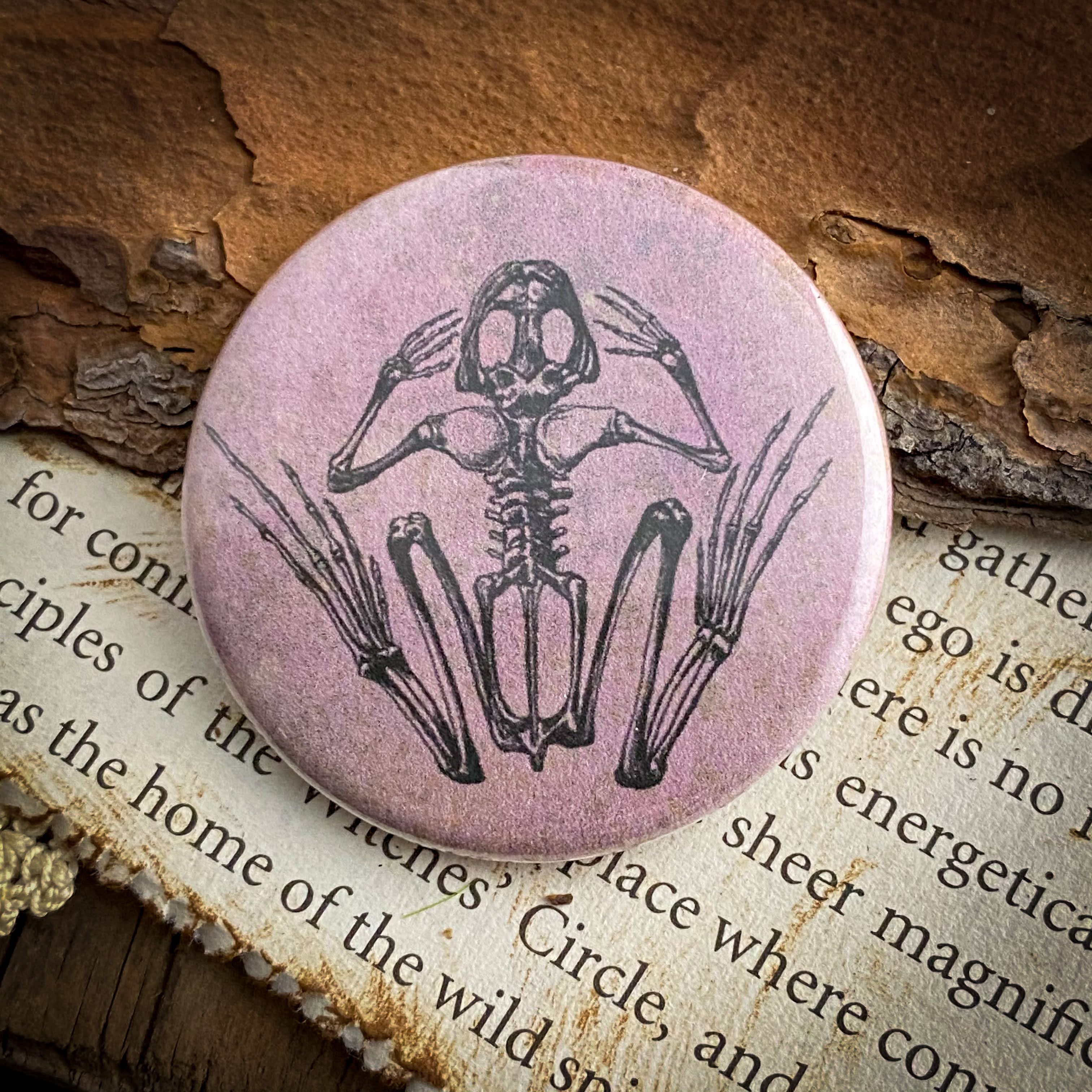 Frog Bones - Hand Pressed Button/Pin - 1.5"