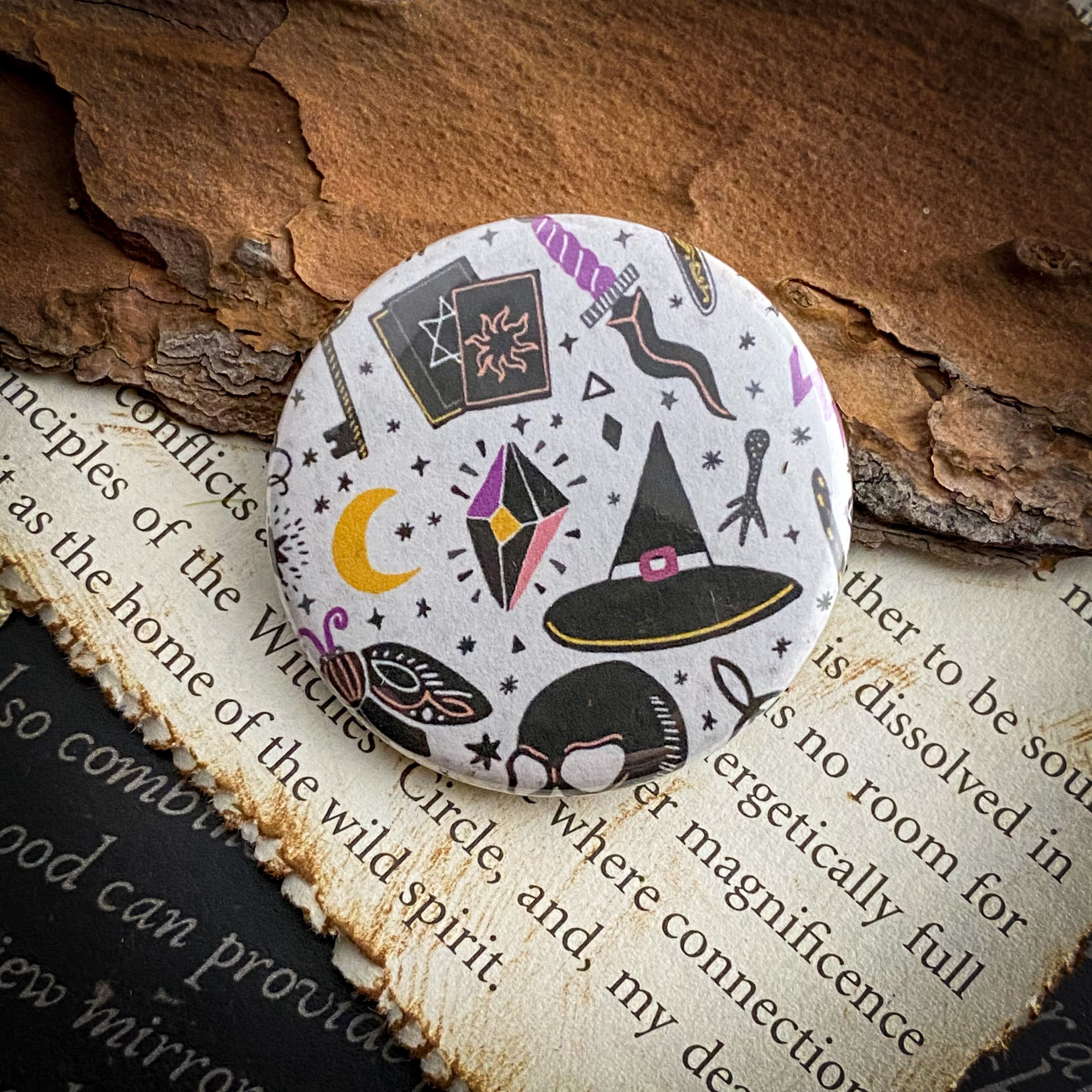 Witchy Things - Hand Pressed Button/Pin - 1.5"