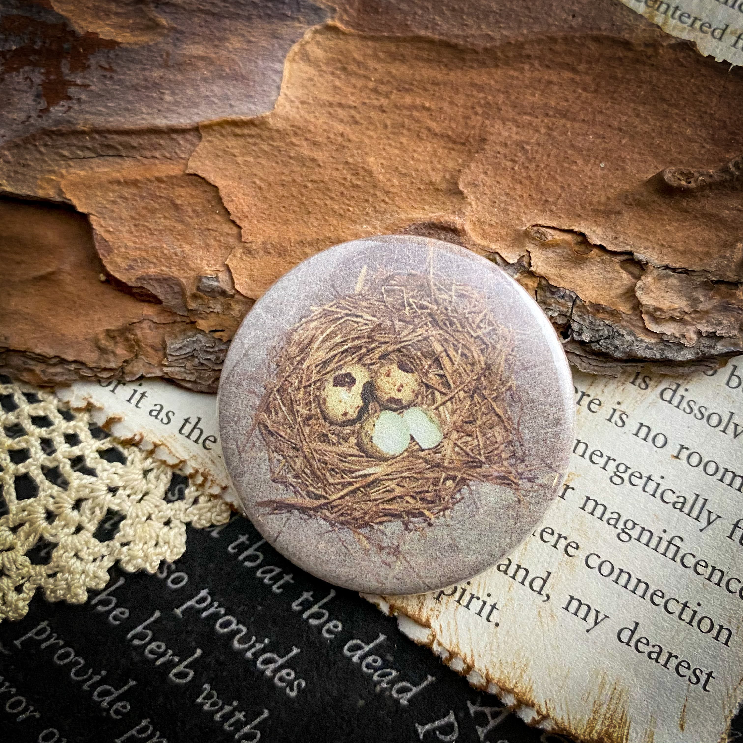 Nest - Hand Pressed Button/Pin - 1.5"