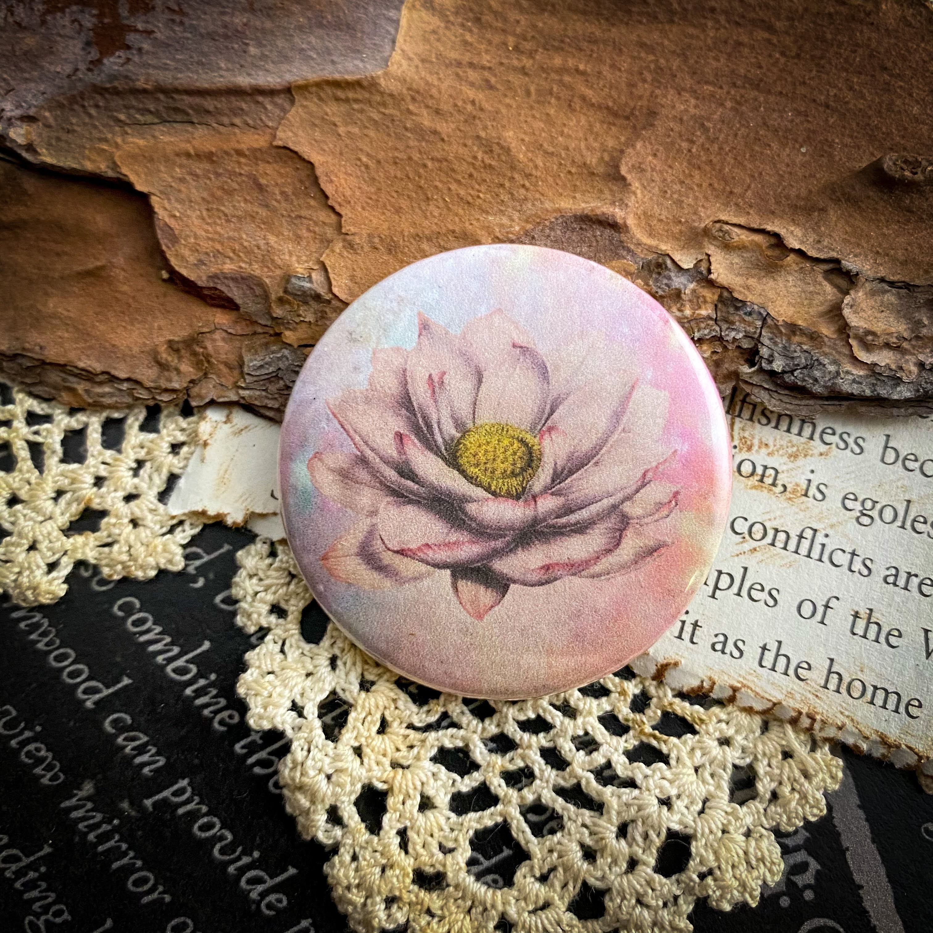 Lotus Flower - 1.5" Pin Back Button