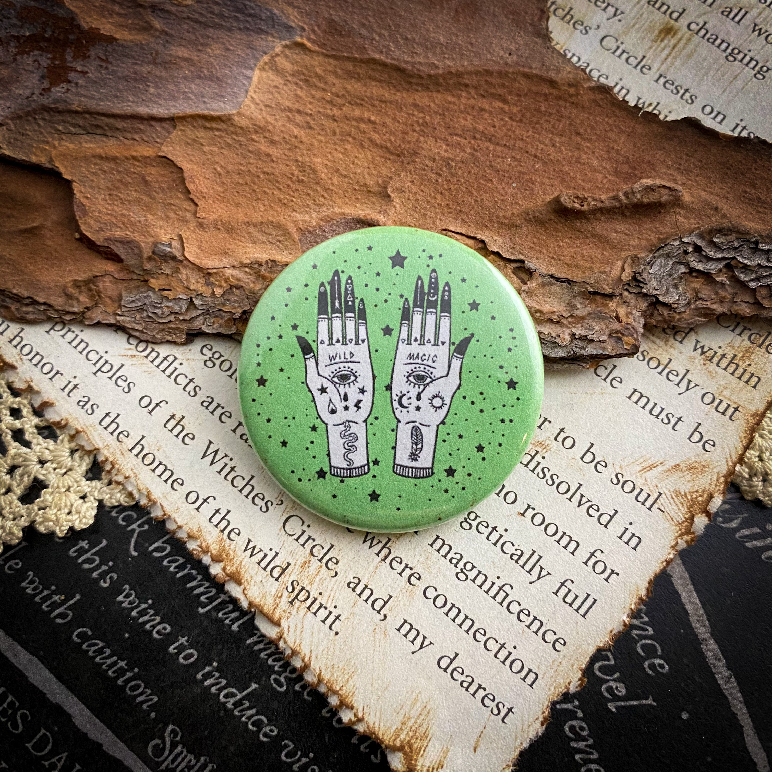 Witch Hands - Hand Pressed Button/Pin - 1.5"