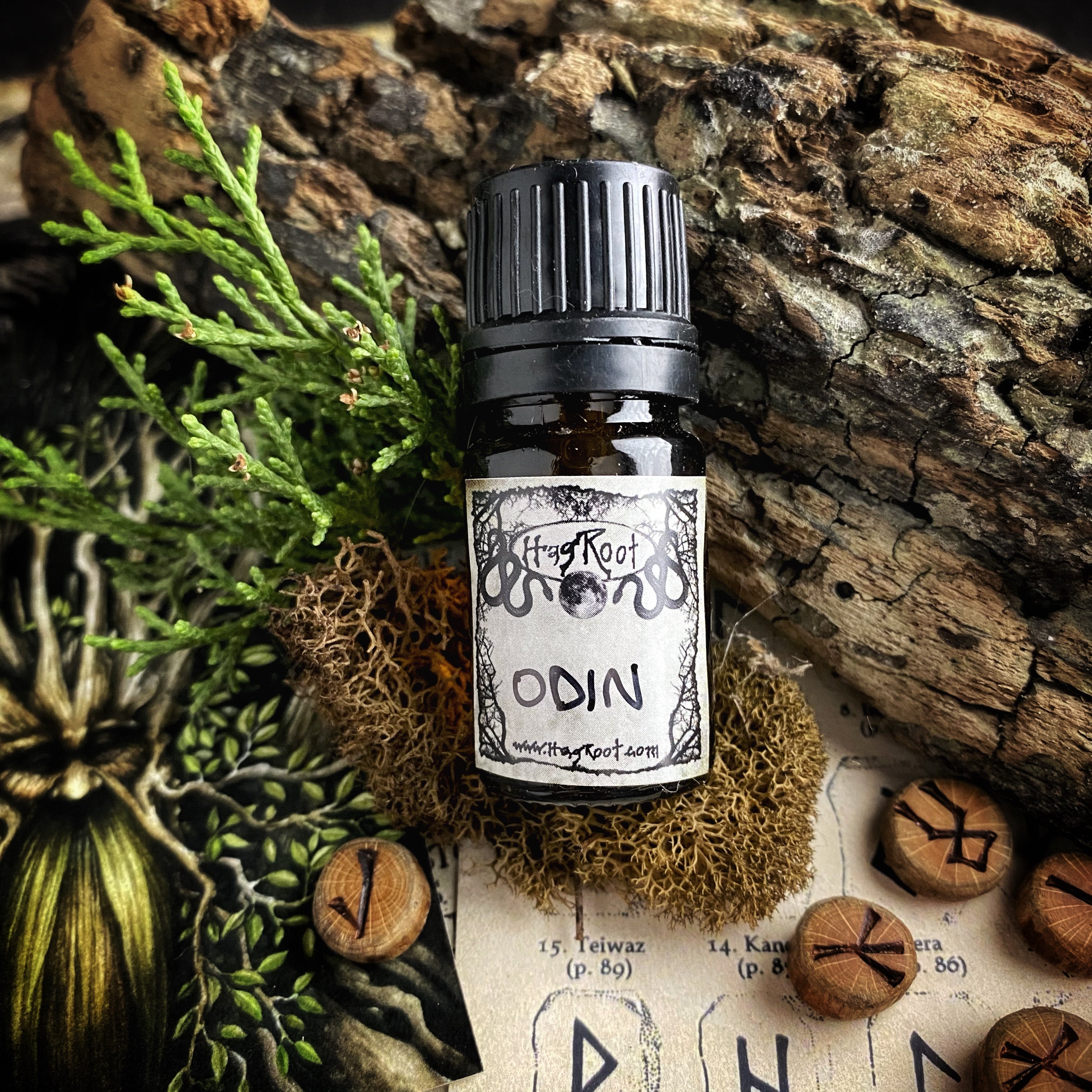 ODIN-(Vetiver, Cedar, Fir, Camphor, Grass, Ivy, Sandalwood, Clover, Holly Berry, Wisteria, Pine)-Perfume, Cologne, Anointing, Ritual Oil