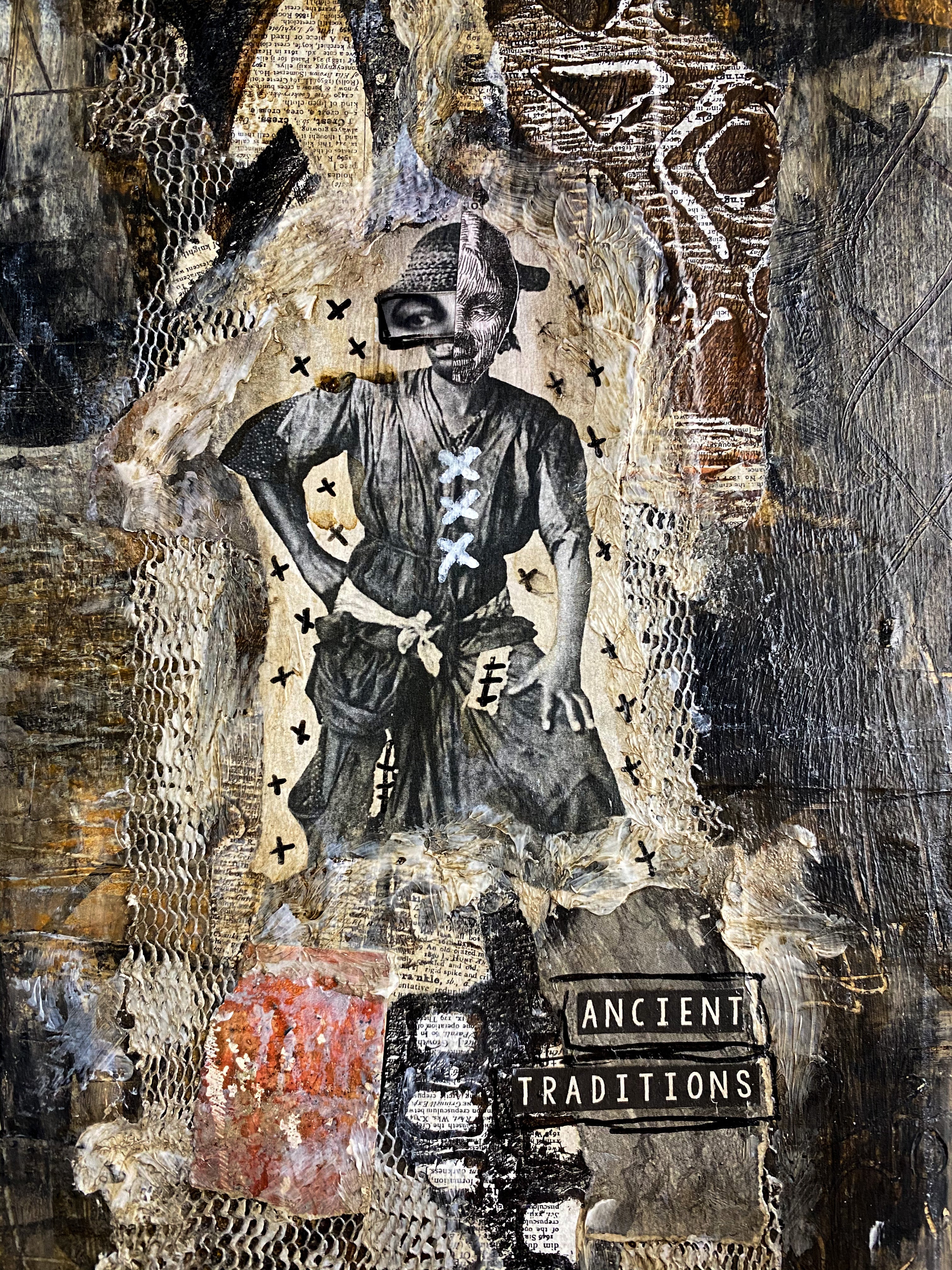 Ancient Traditions - Original Mixed Media Collage
