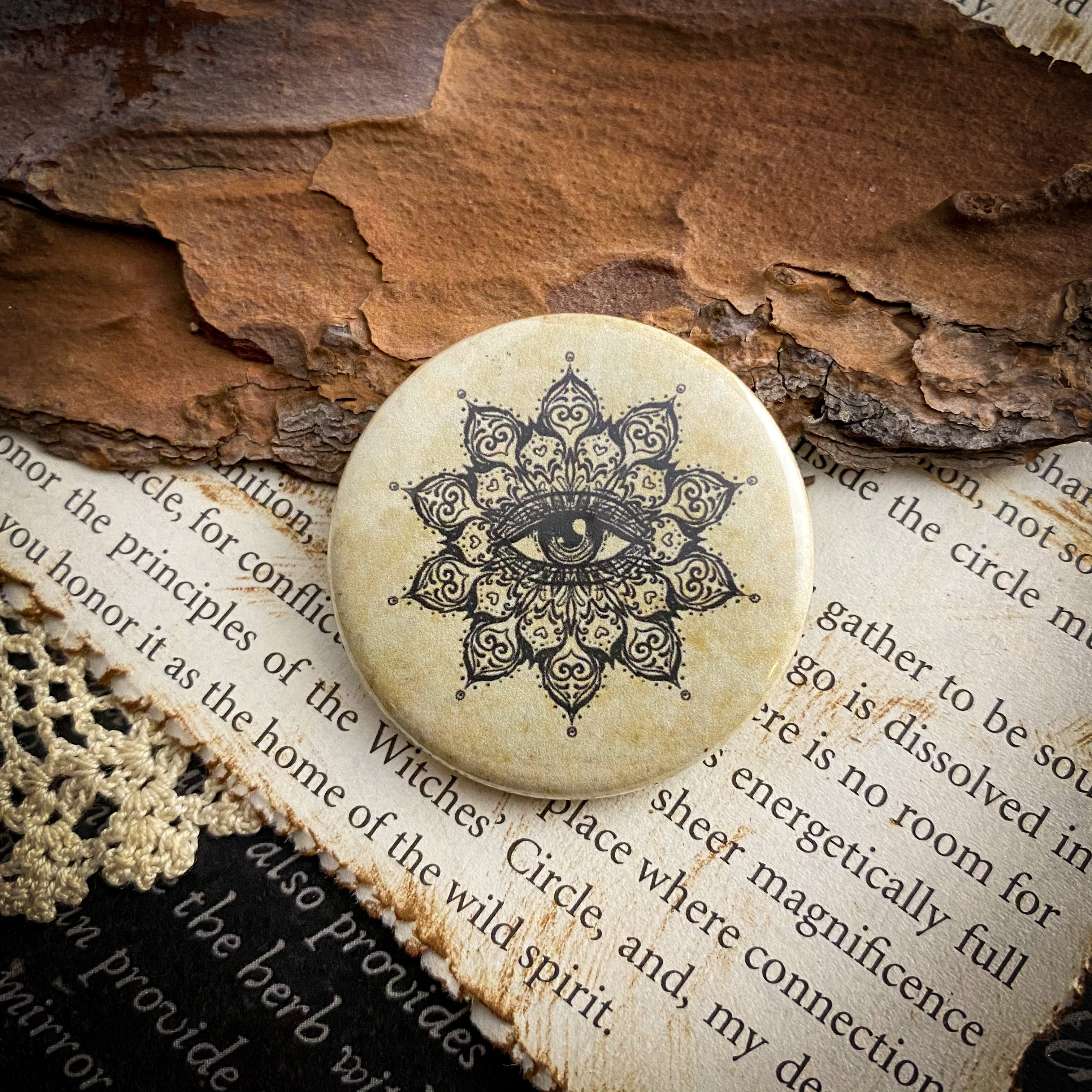 Sacred Eye - Hand Pressed Button/Pin - 1.5"