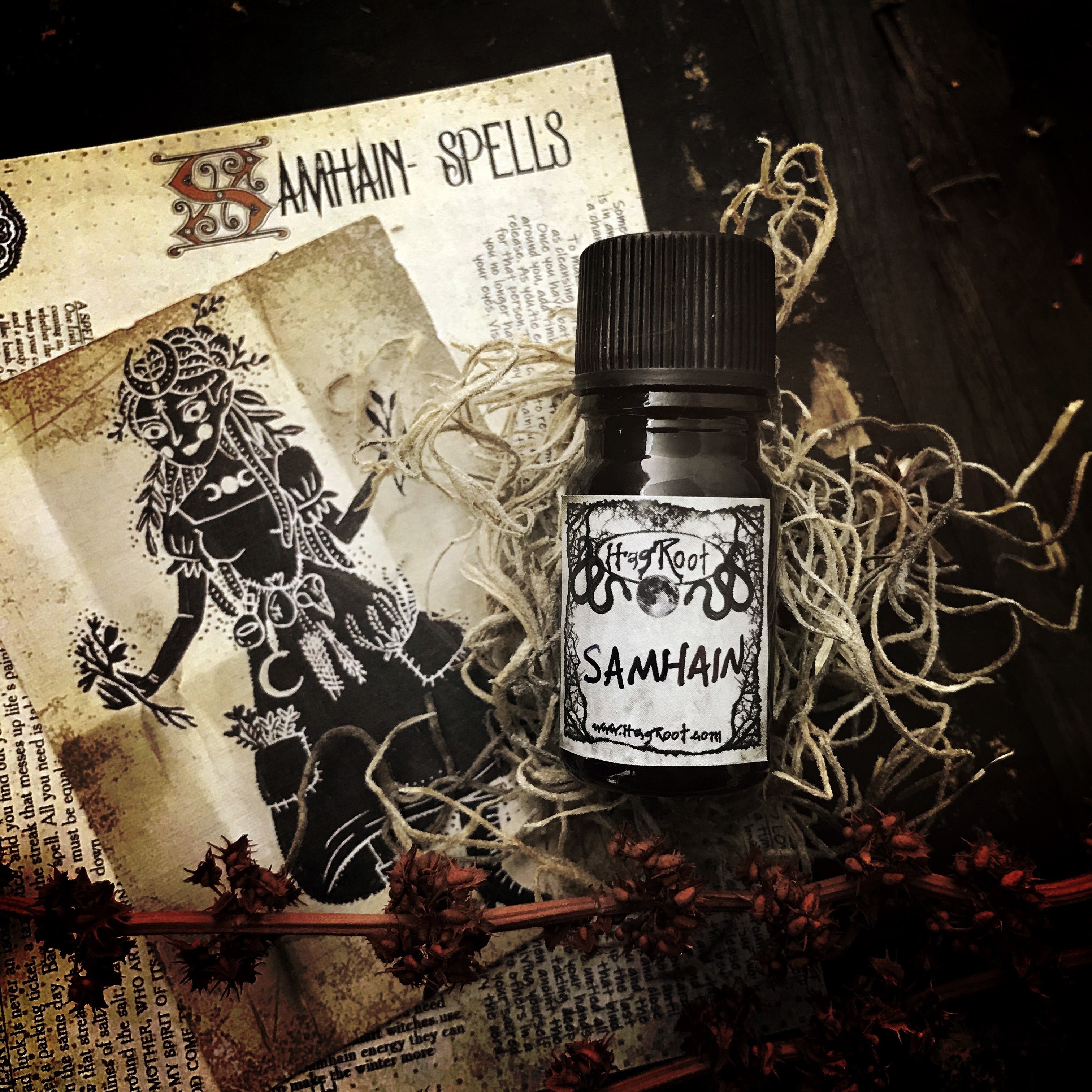 SAMHAIN-(Pumpkin, Smoked Woods, Spun Sugar, Dark Cocoa, Fallen Leaves, Leather Bound Books)-Perfume, Cologne, Anointing, Ritual Oil