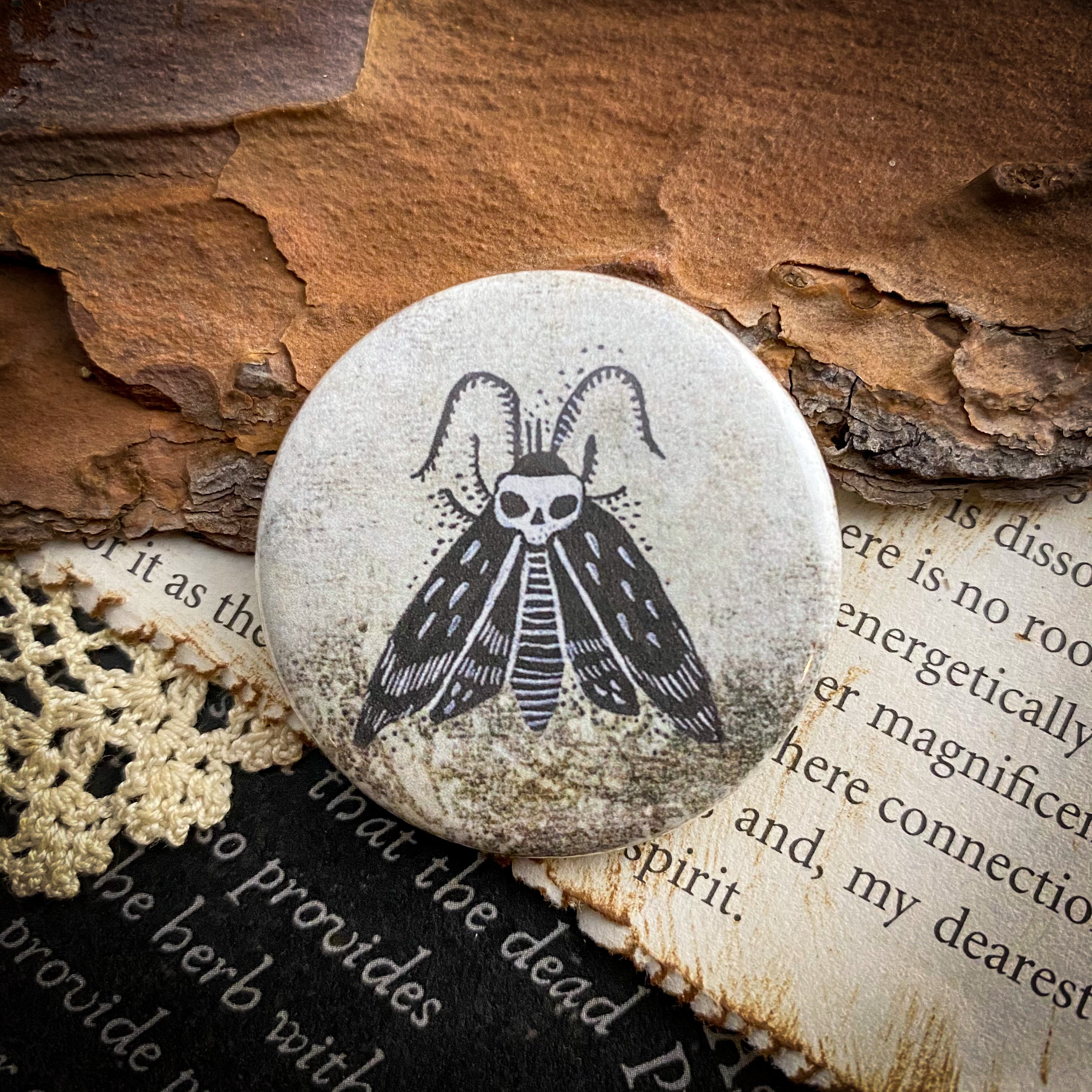 Hawk Moth - Hand Pressed Button/Pin - 1.5"