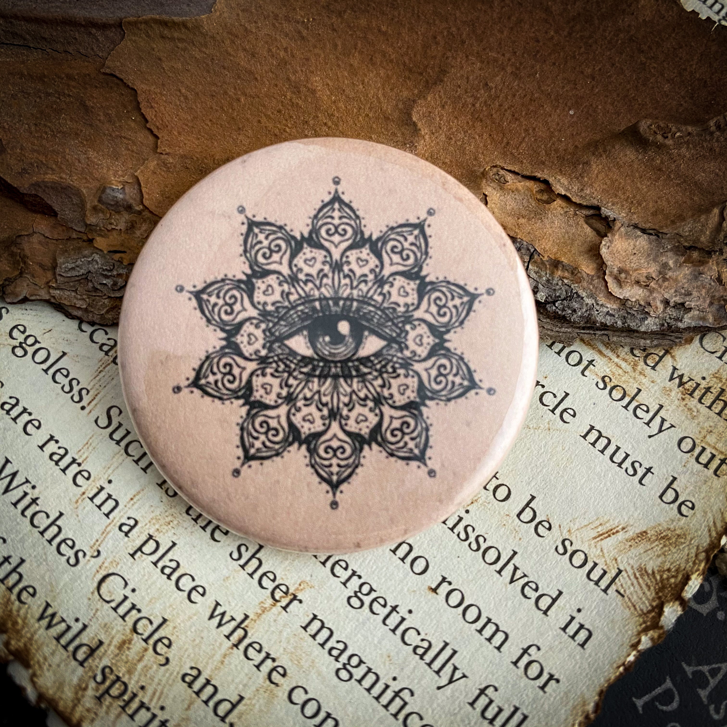 Sacred Eye - Hand Pressed Button/Pin - 1.5"
