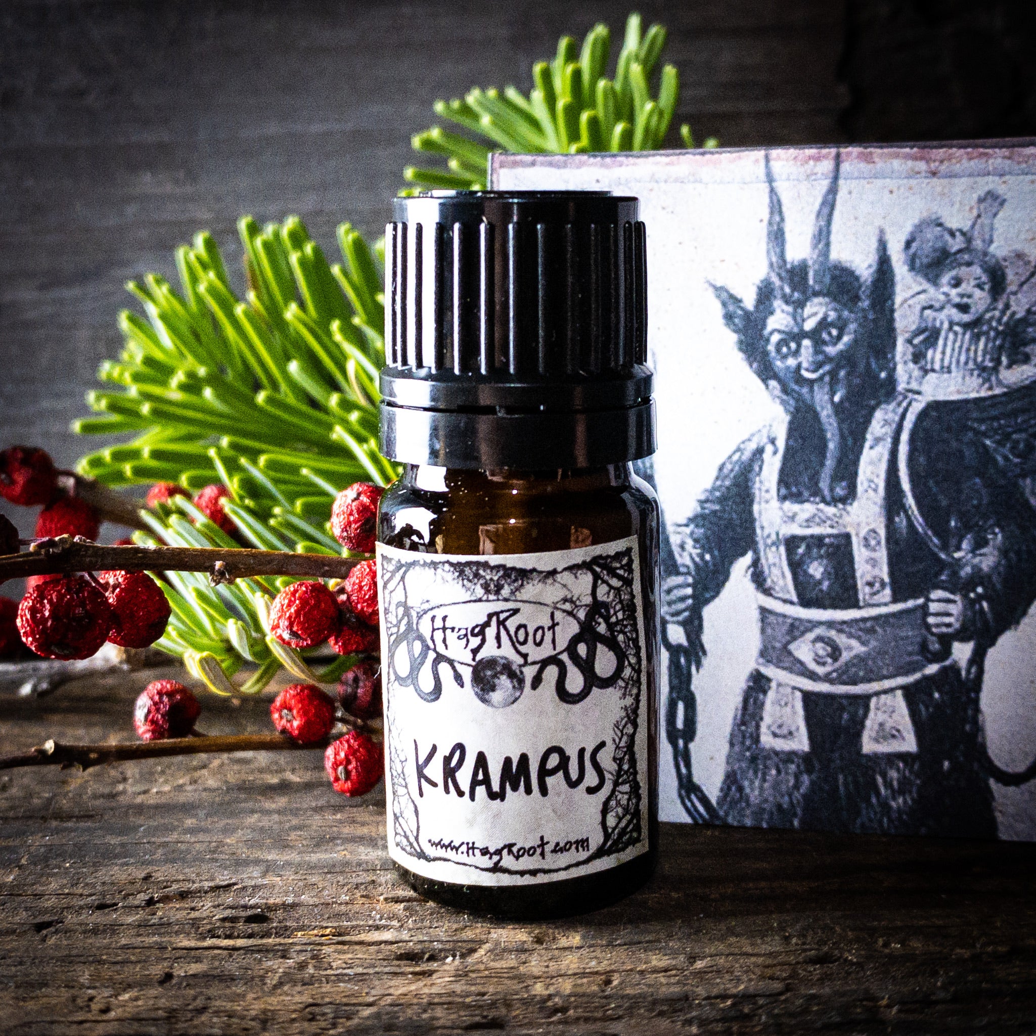 KRAMPUS-(Pine, Leather, Fir, Cedar, Cinnamon, Patchouli, Holly, Vetiver, Black Pepper, Musk)-Perfume, Cologne, Anointing, Ritual Oil
