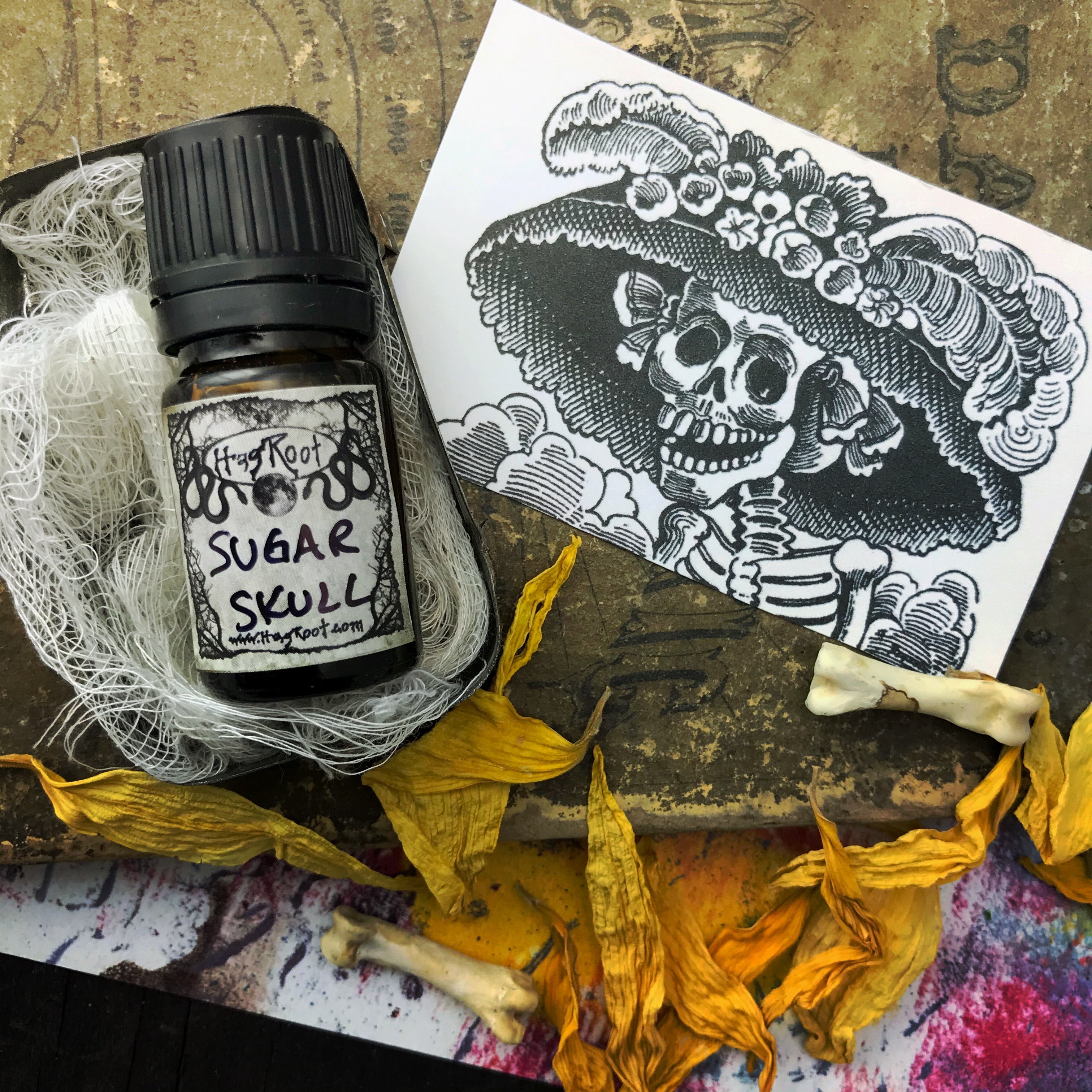 SUGAR SKULL-(Spun Sugar, Butterscotch, Pumpkin, Marzipan, Altar Flowers)-Perfume, Cologne, Anointing, Ritual Oil
