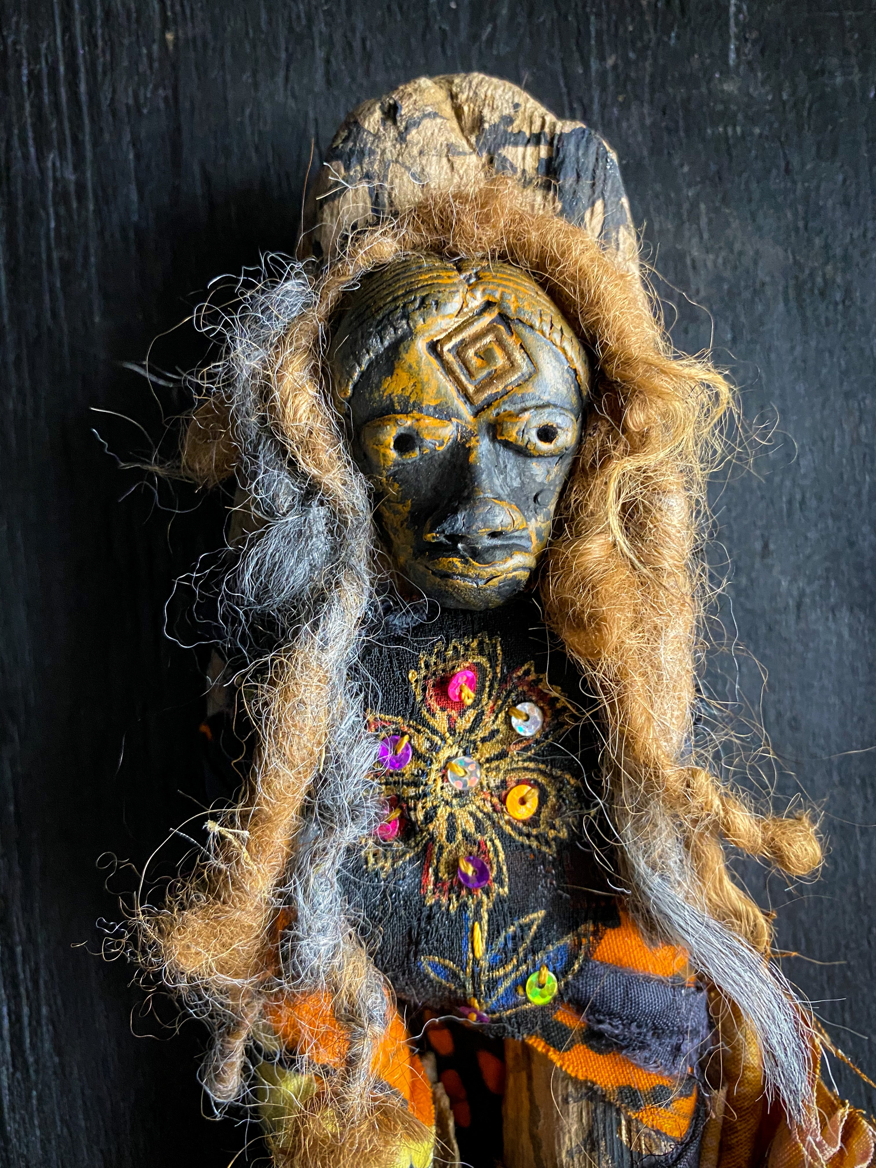 A Light in the Dark Conjure Doll for Uplifting the Soul and Creativity - Spirit Doll - Medicine Doll - JuJu Doll - Women of the World Series