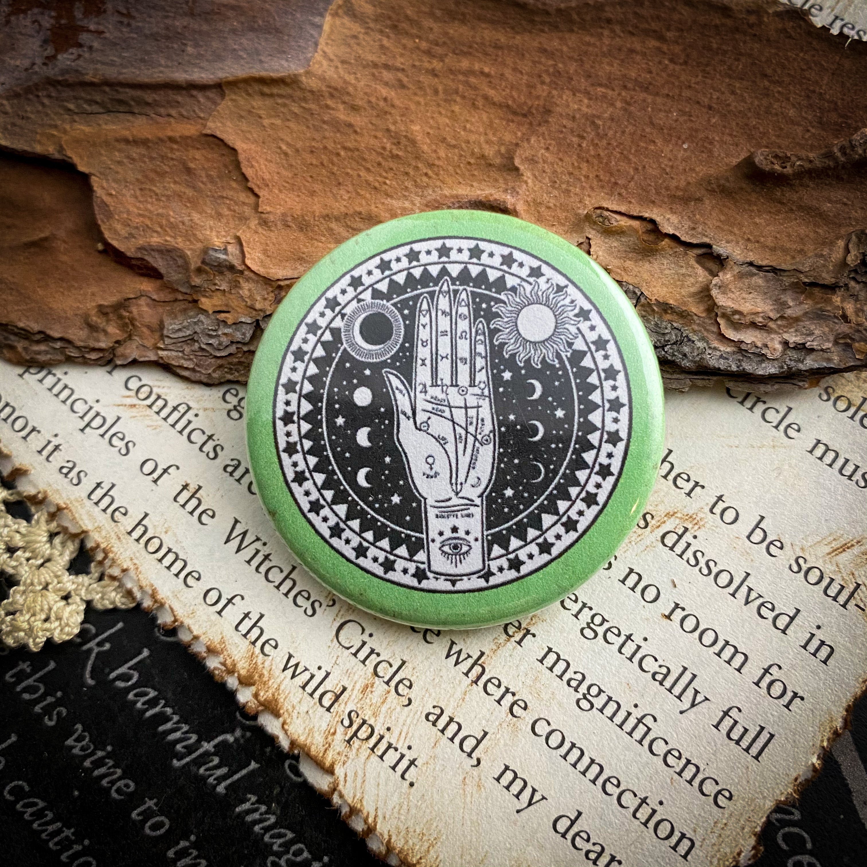 Palmistry - Hand Pressed Button/Pin - 1.5"