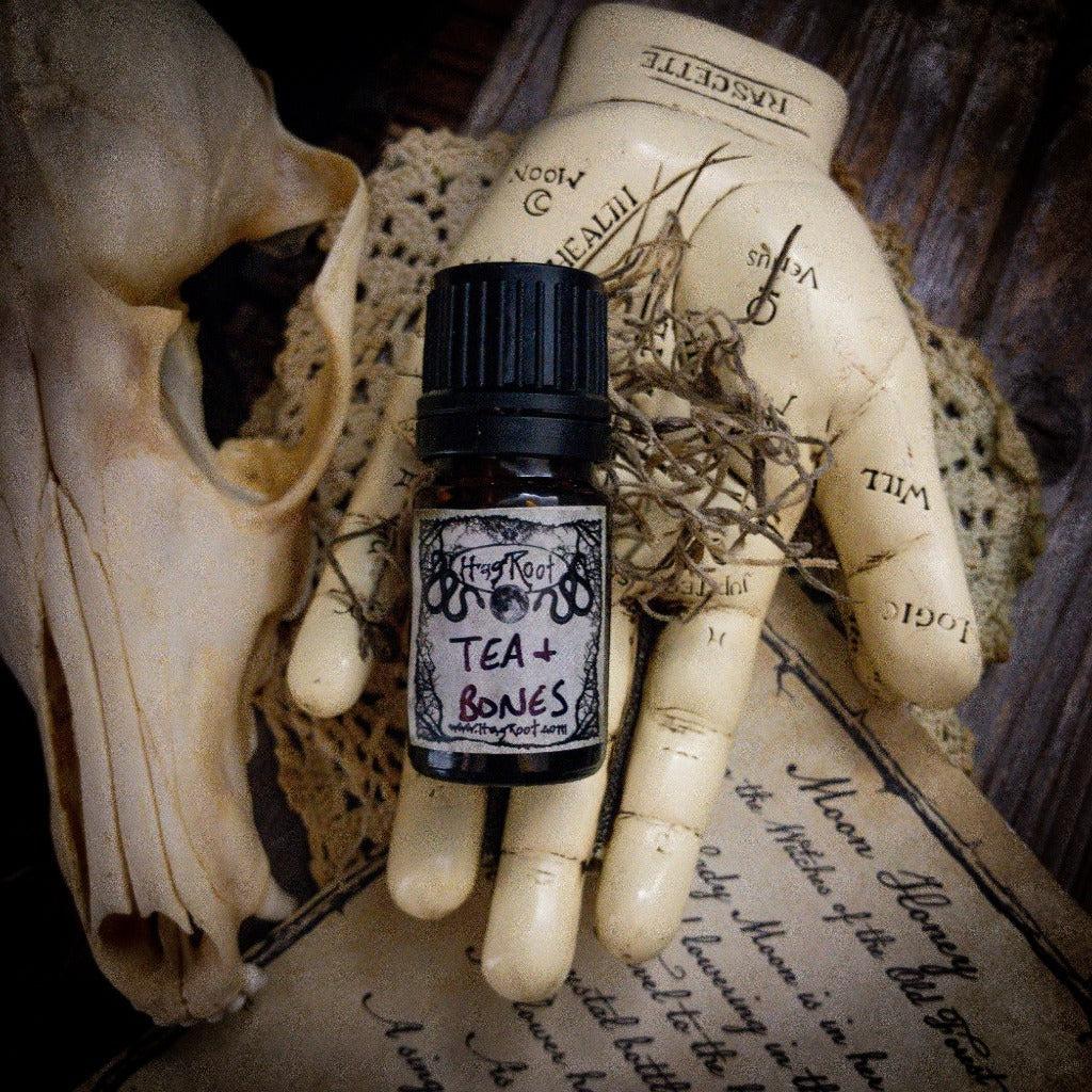 TEA + BONES-(Tea Leaves, Amber, Sandalwood, Cedar, Musk, Bergamot, Vanilla, White Pepper, Oak)-Perfume, Cologne, Anointing, Ritual Oil