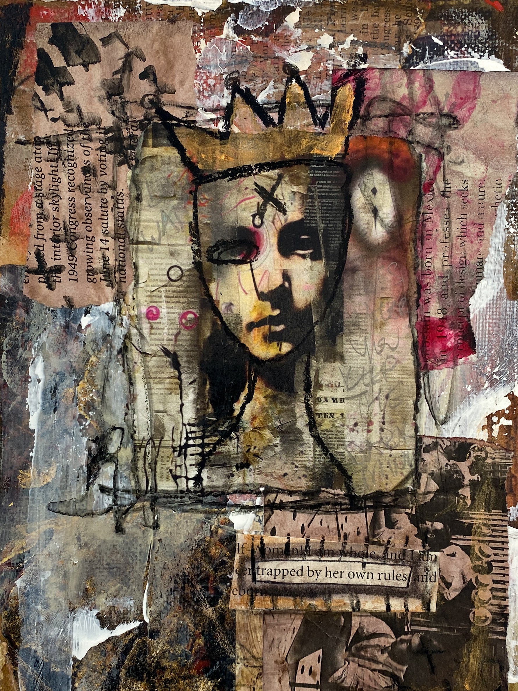 9x12 Original Mixed Media and hot Collage