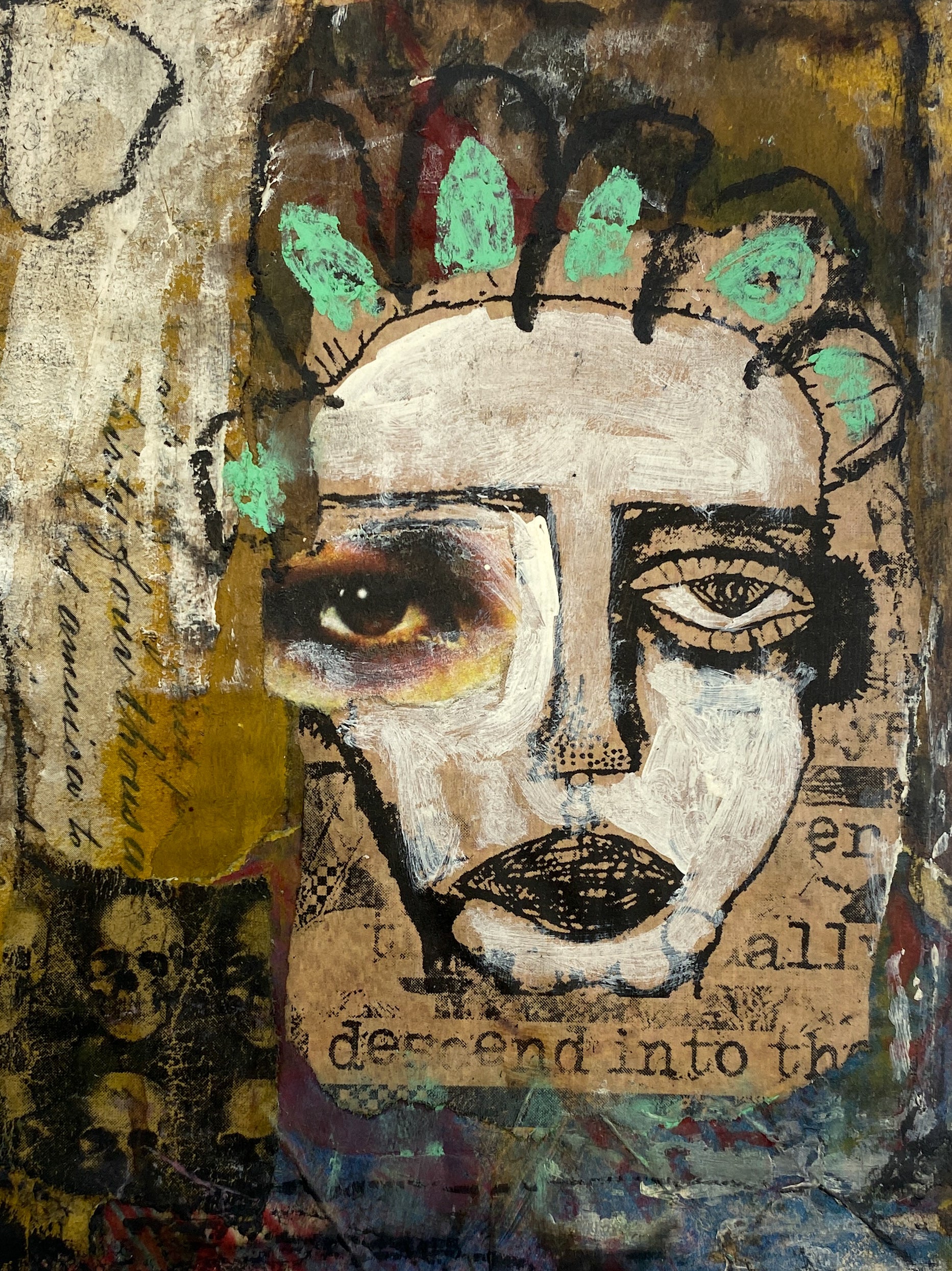 Descend - Original Mixed Media Collage