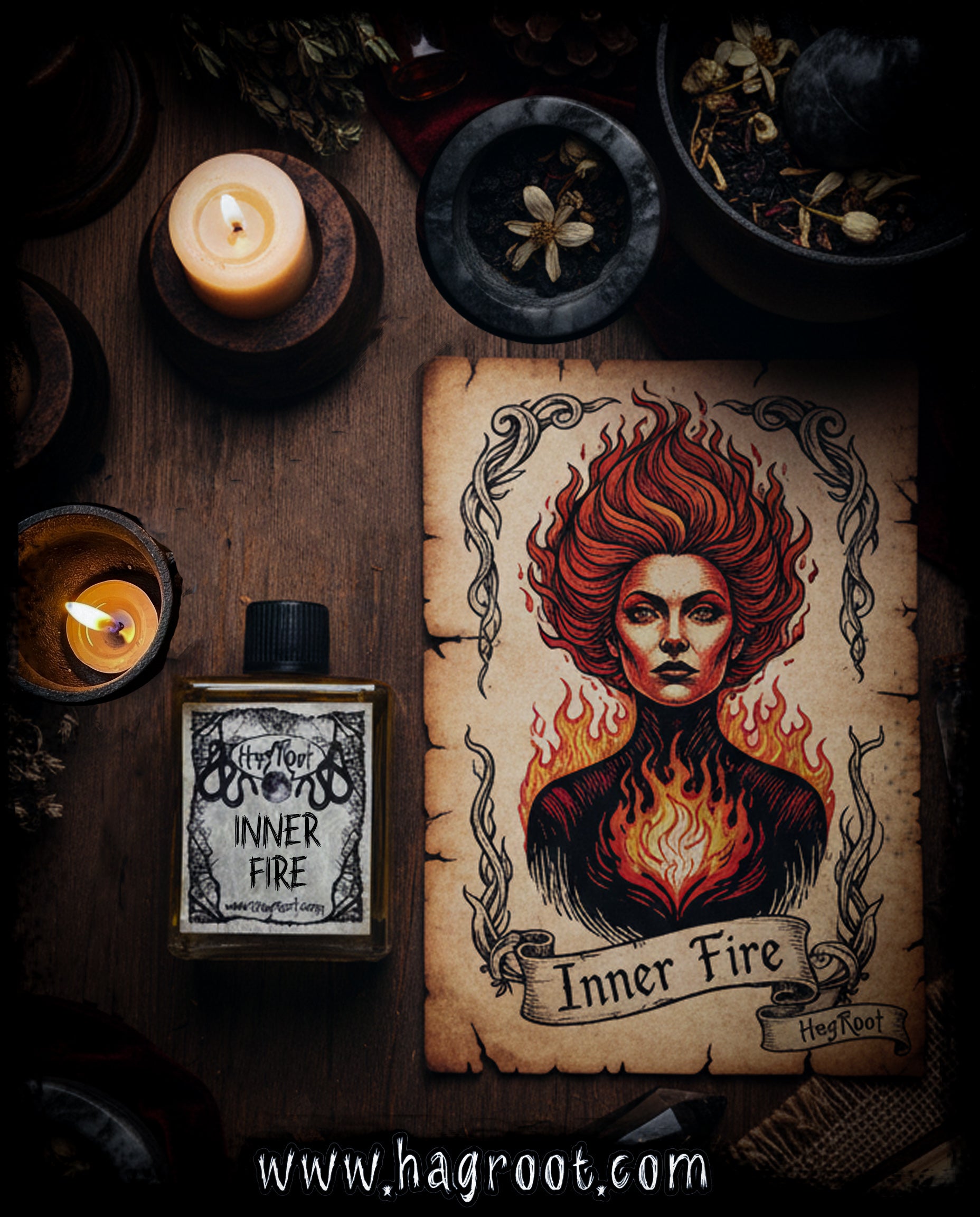 INNER FIRE-(Smoked Woods, Vanilla, Dark Amber, Sandalwood, Jasmine)-Perfume, Cologne, Anointing, Ritual Oil