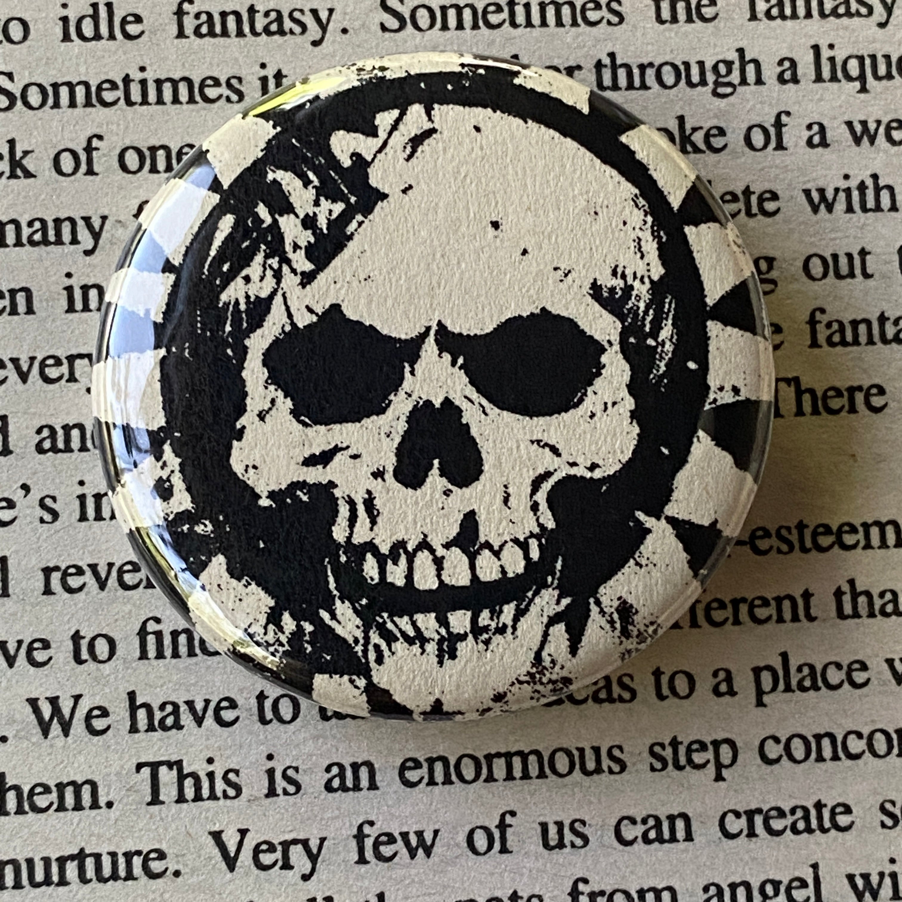 Rebel Skull - Hand Pressed Button/Pin - 1.5"