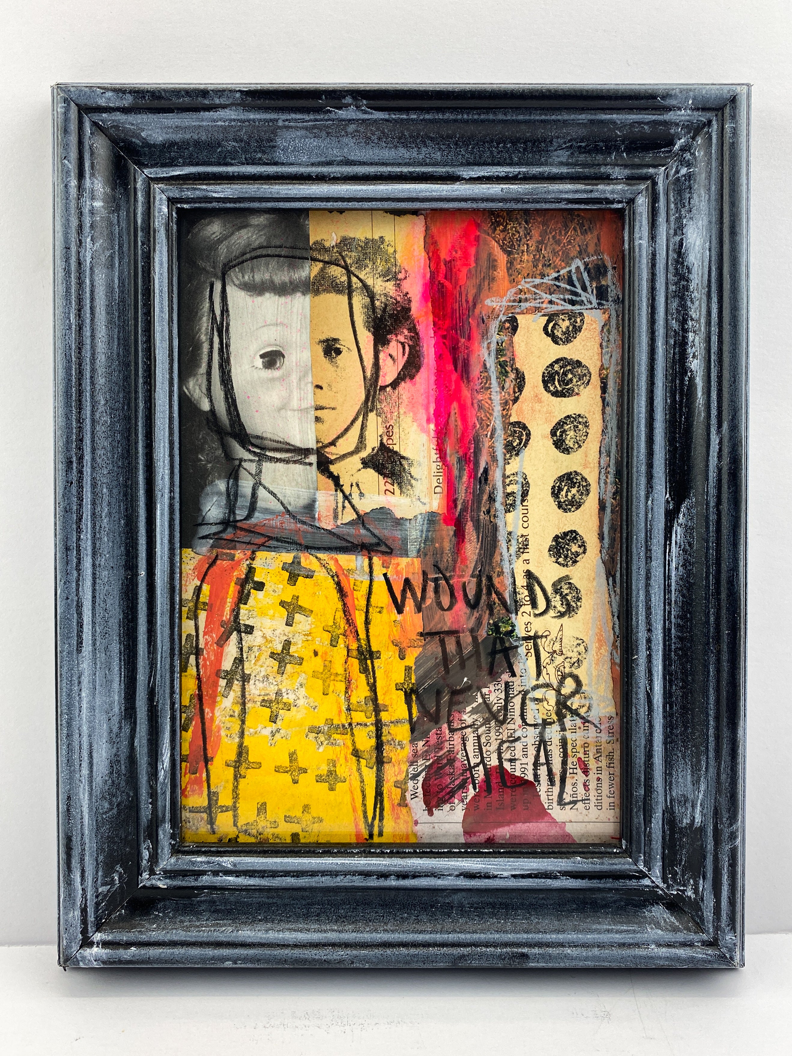 Wounds - Original Mixed Media Collage In Frame