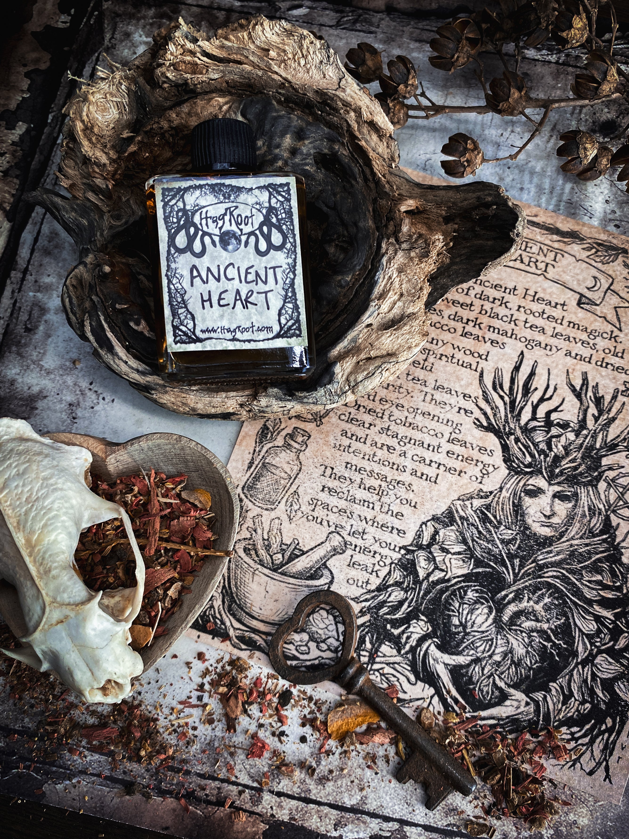 ANCIENT HEART-(Black Tea Leaves, Mahogany Wood, Tobacco)-Perfume, Cologne, Anointing, Ritual Oil