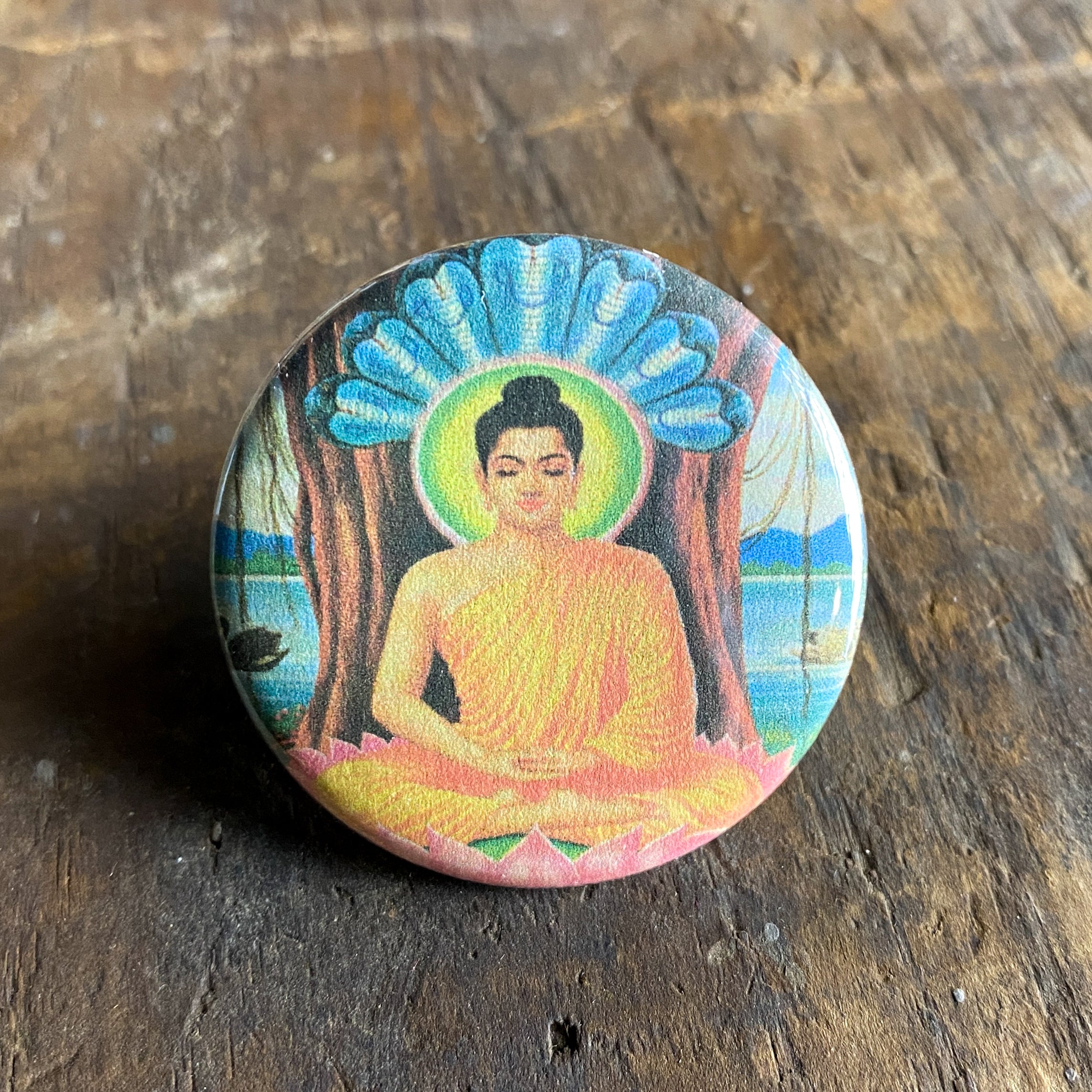 Buddha - Hand Pressed Button/Pin - 1.5"