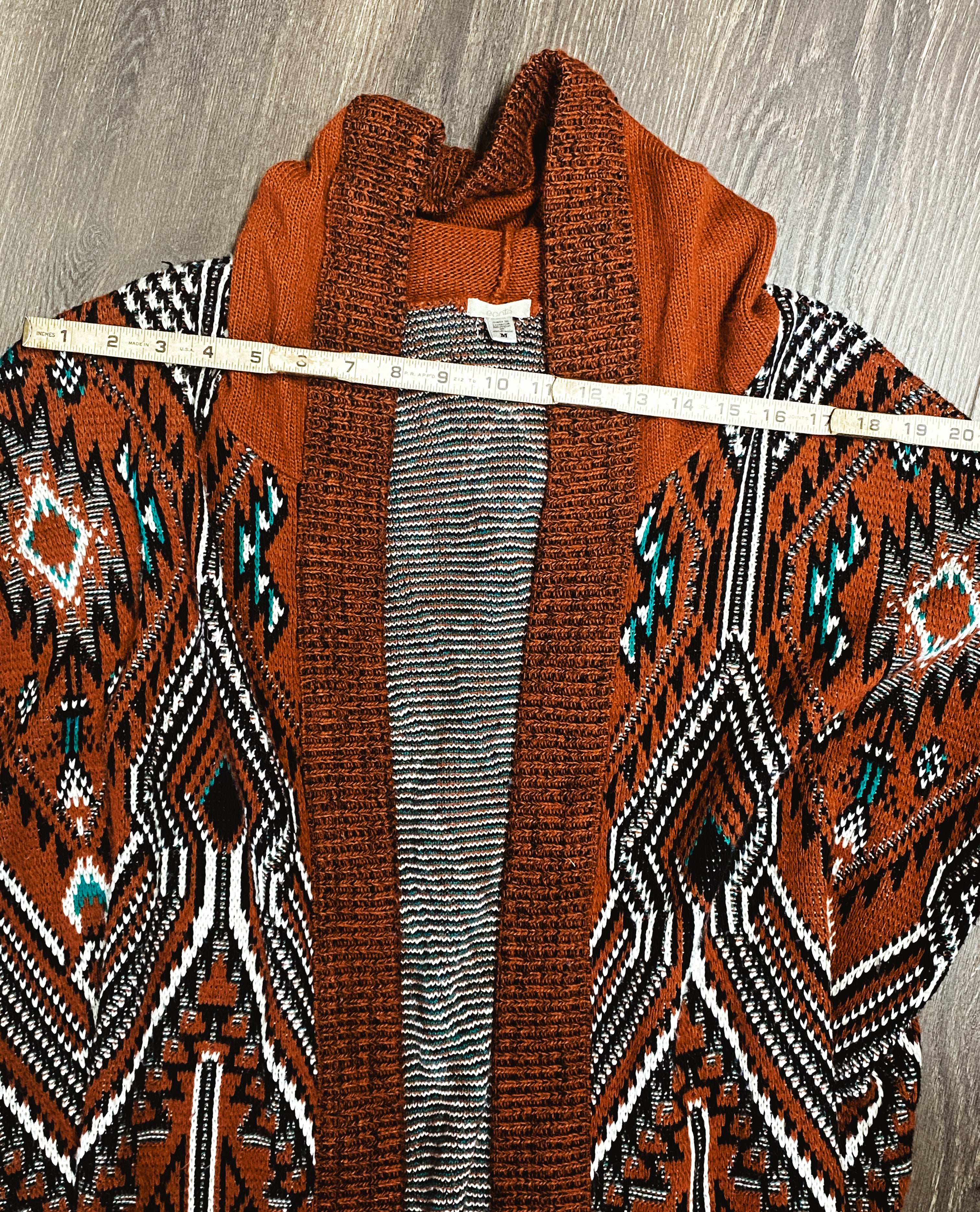 Tribal Design Cardigan With a Hood - Size Medium