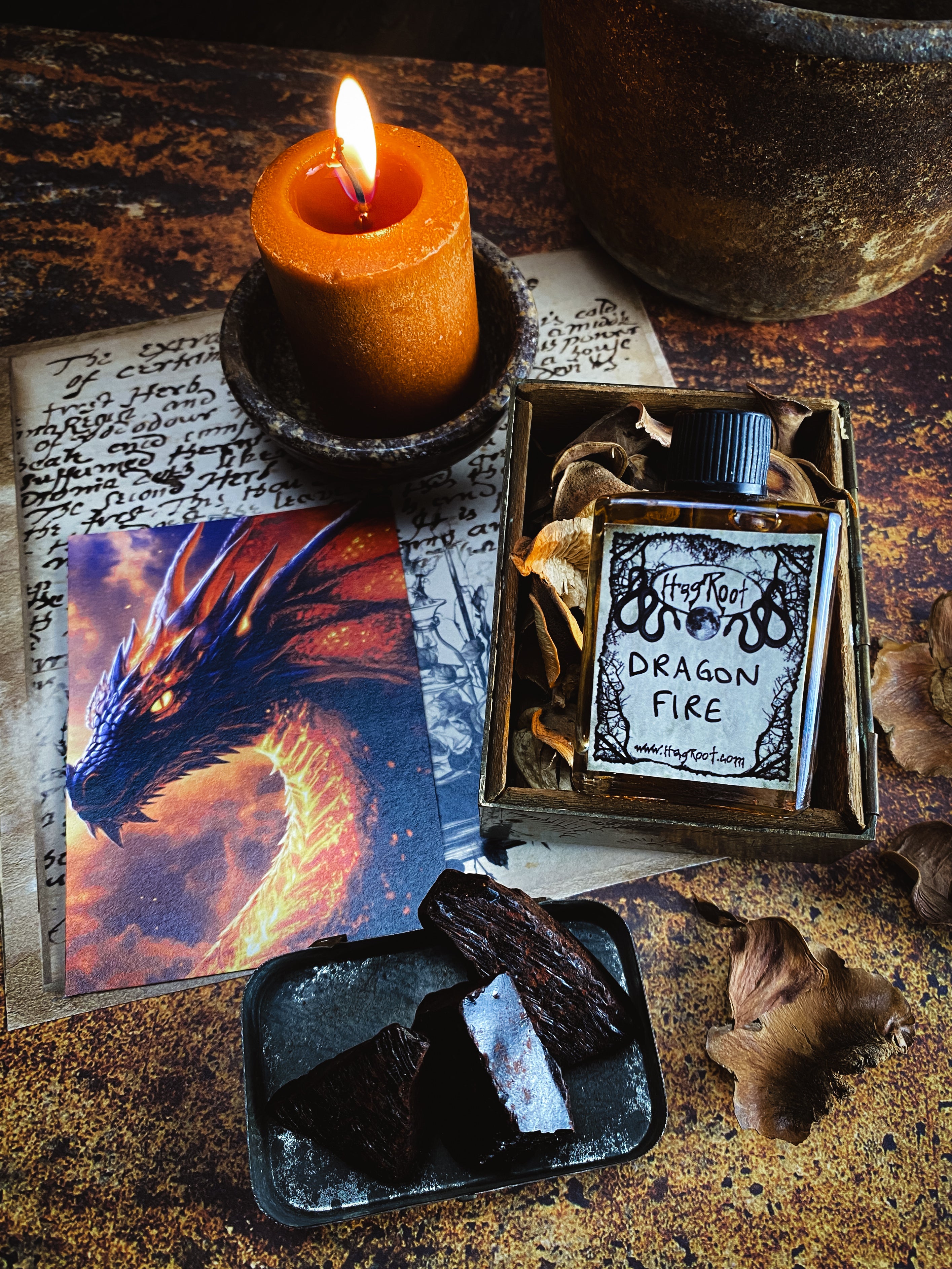 DRAGON FIRE-(Dragon's Blood, Charred Wood, Musk)-Perfume, Cologne, Anointing, Ritual Oil