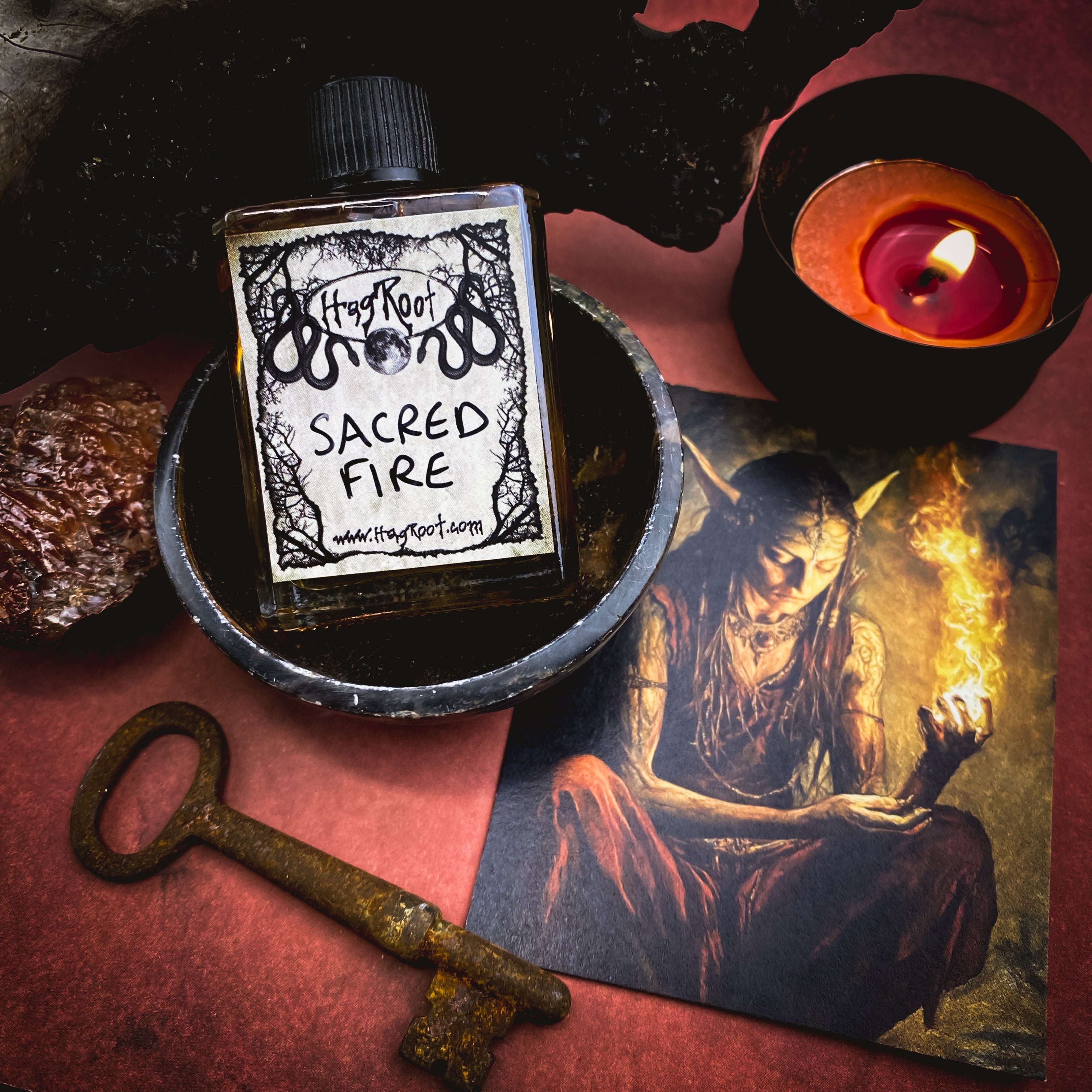 SACRED FIRE-(Smoked Wood, Rich Spices, Dark Florals)-Perfume, Cologne, Anointing, Ritual Oil