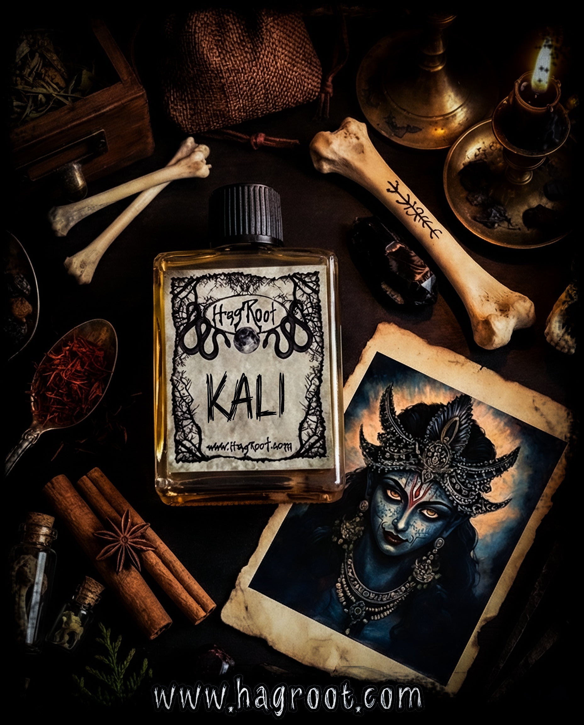 KALI-(Cedar, Leather, Cinnamon, Myrrh, Clove, Saffron, Blood Orange, Dark Musk)-Perfume, Cologne, Anointing, Ritual Oil