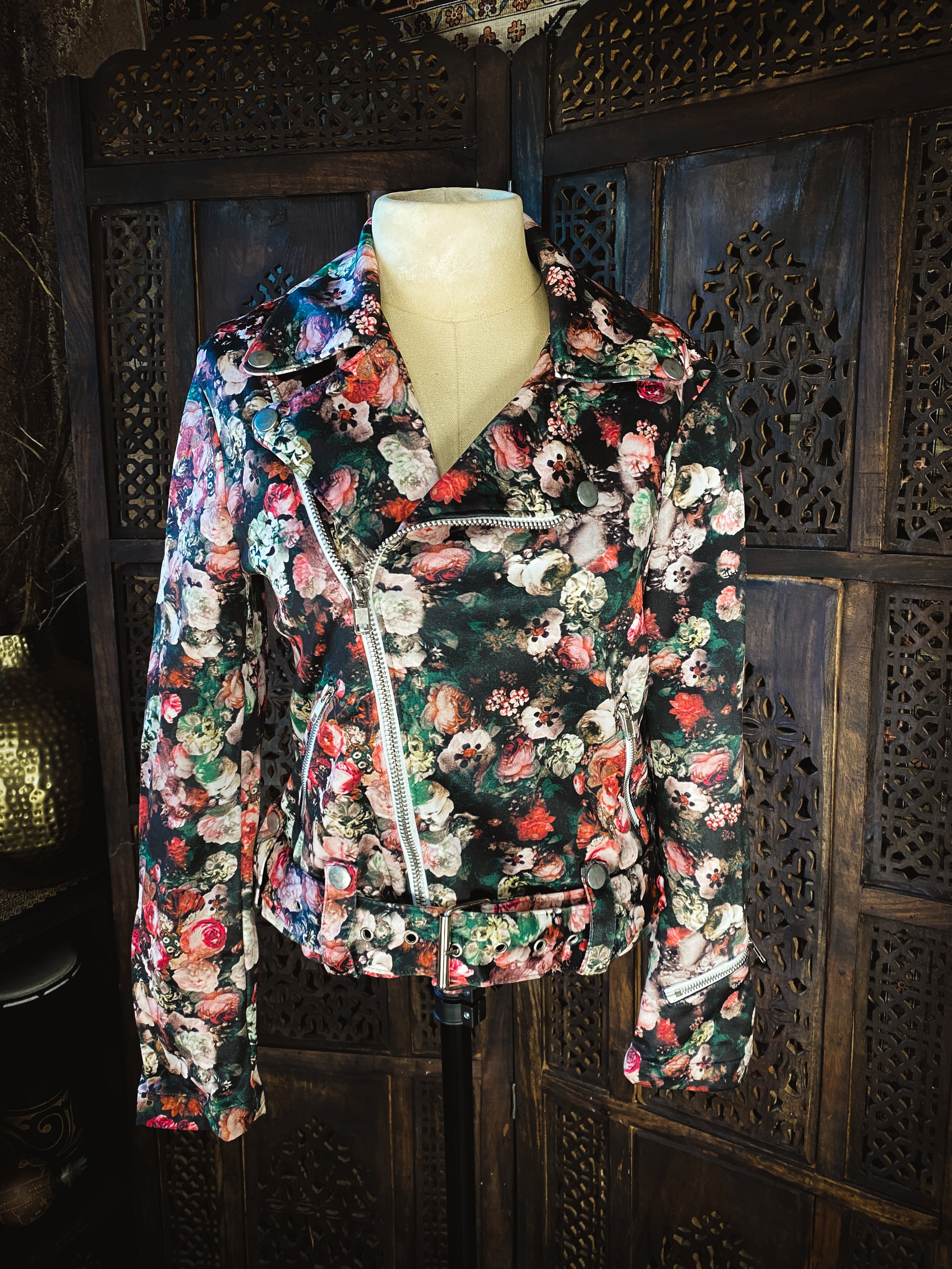 Floral Print Punk Jacket  - Size Small