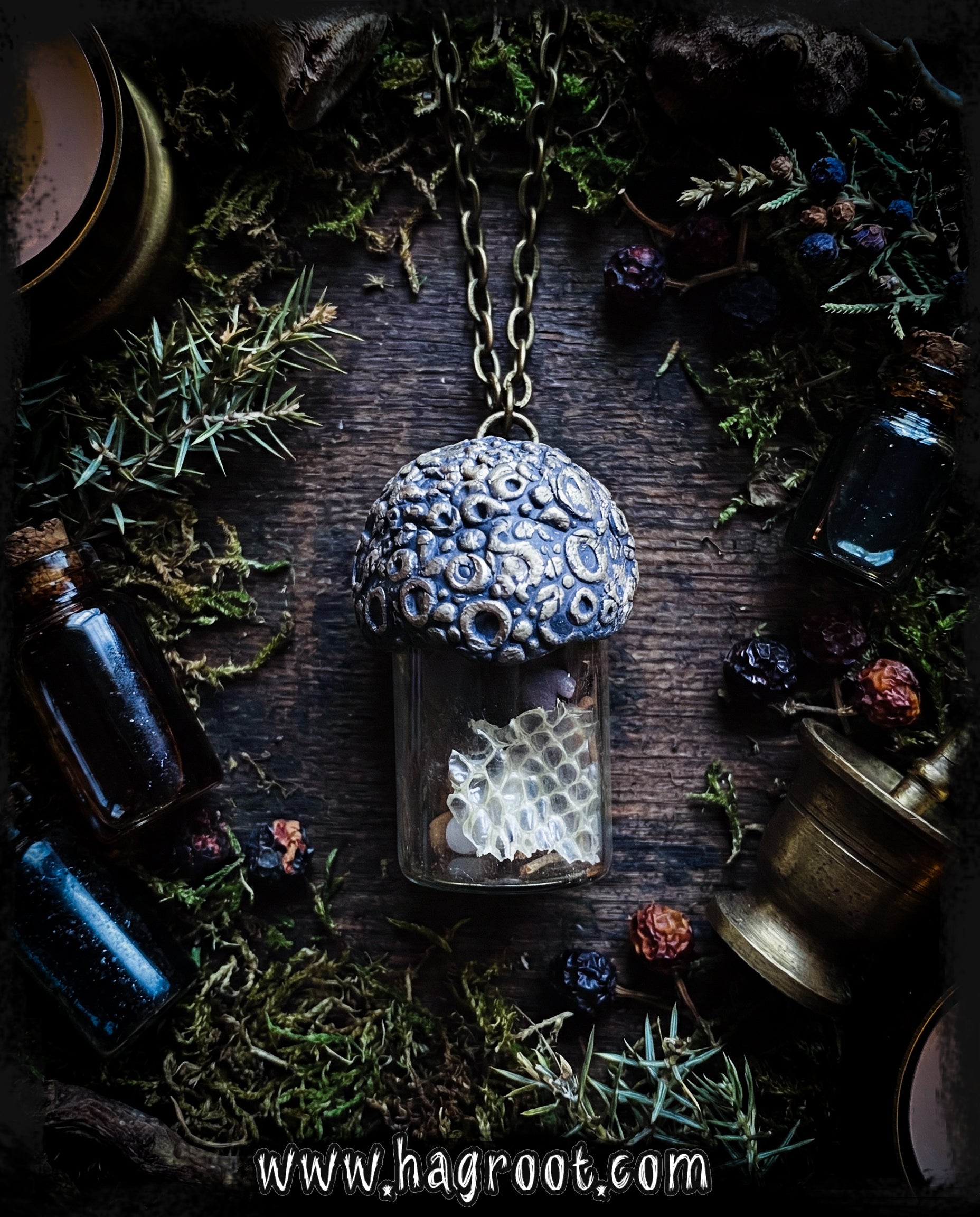 Conjure Necklace with Mandrake Root, Rose Quartz and Snake Skin for Love, Protection + Spiritual Connection