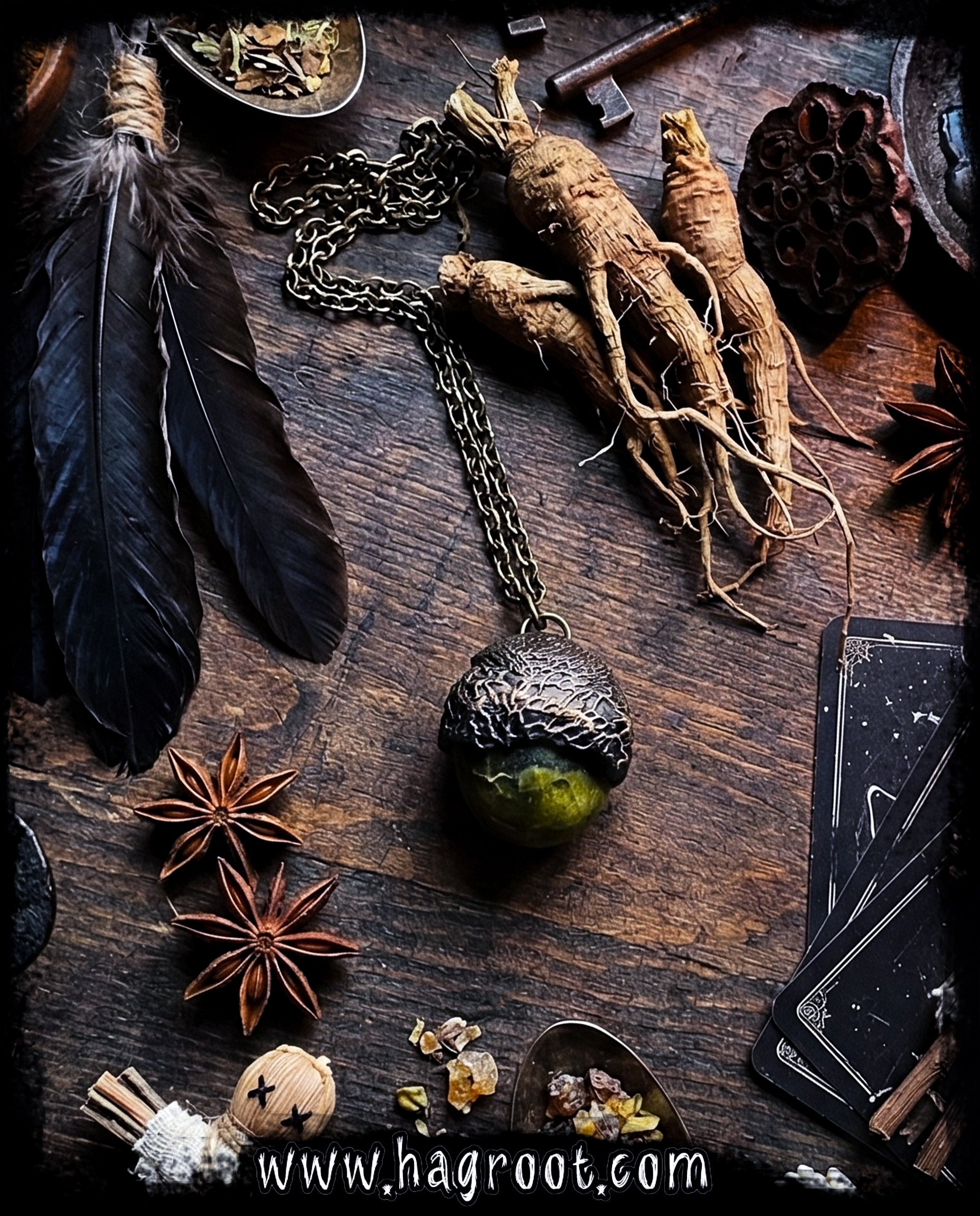 Serpentine + Clay Talisman Necklace with an Organic Pattern