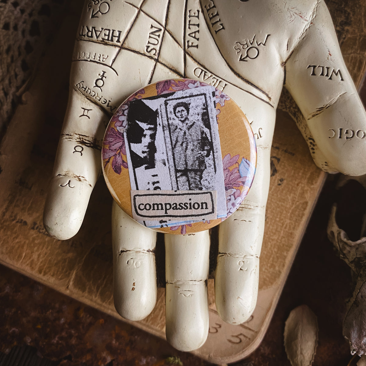 Compassion - Hand Pressed Button/Pin - 1.5