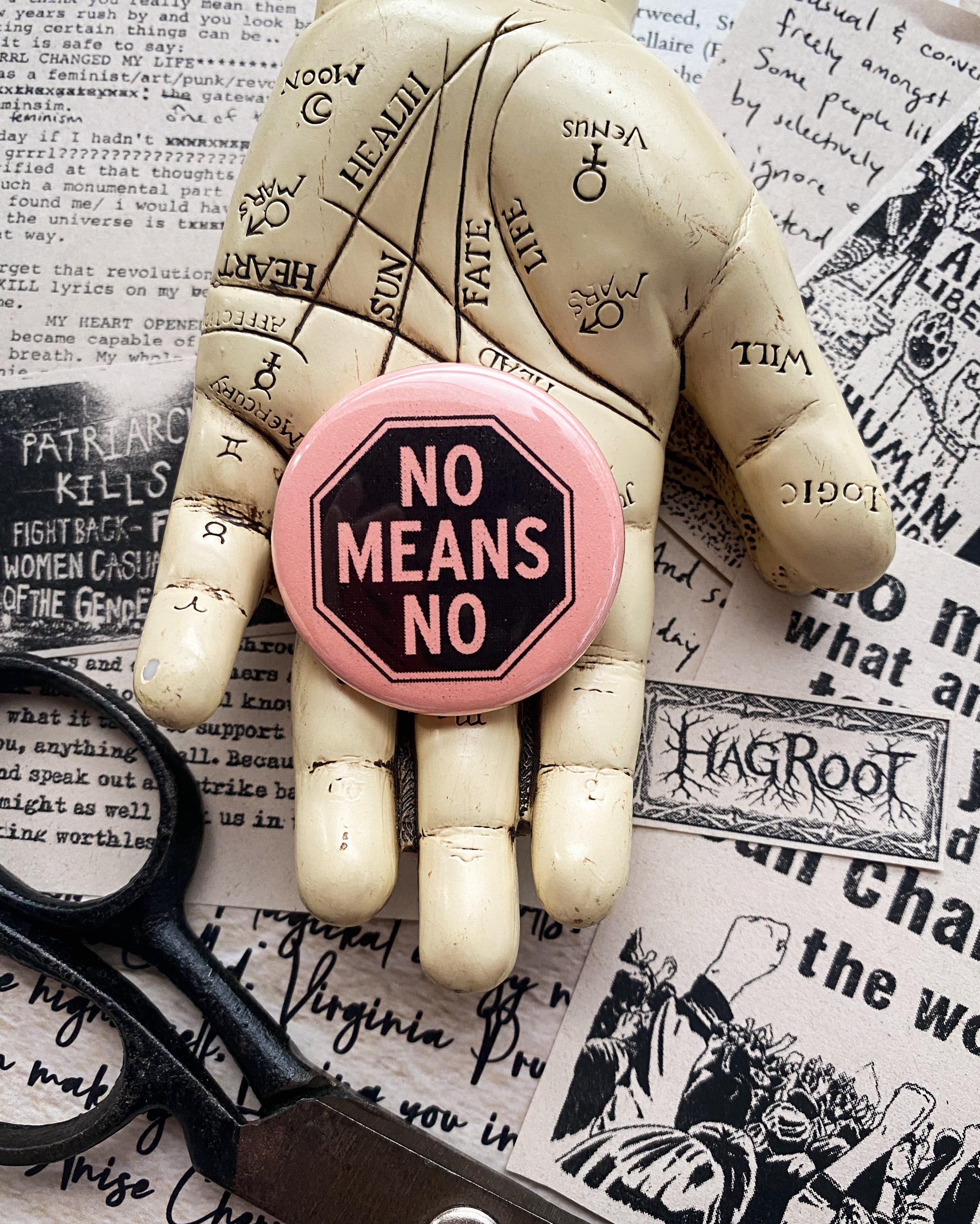 No Means No - Hand Pressed Button/Pin - 1.5"