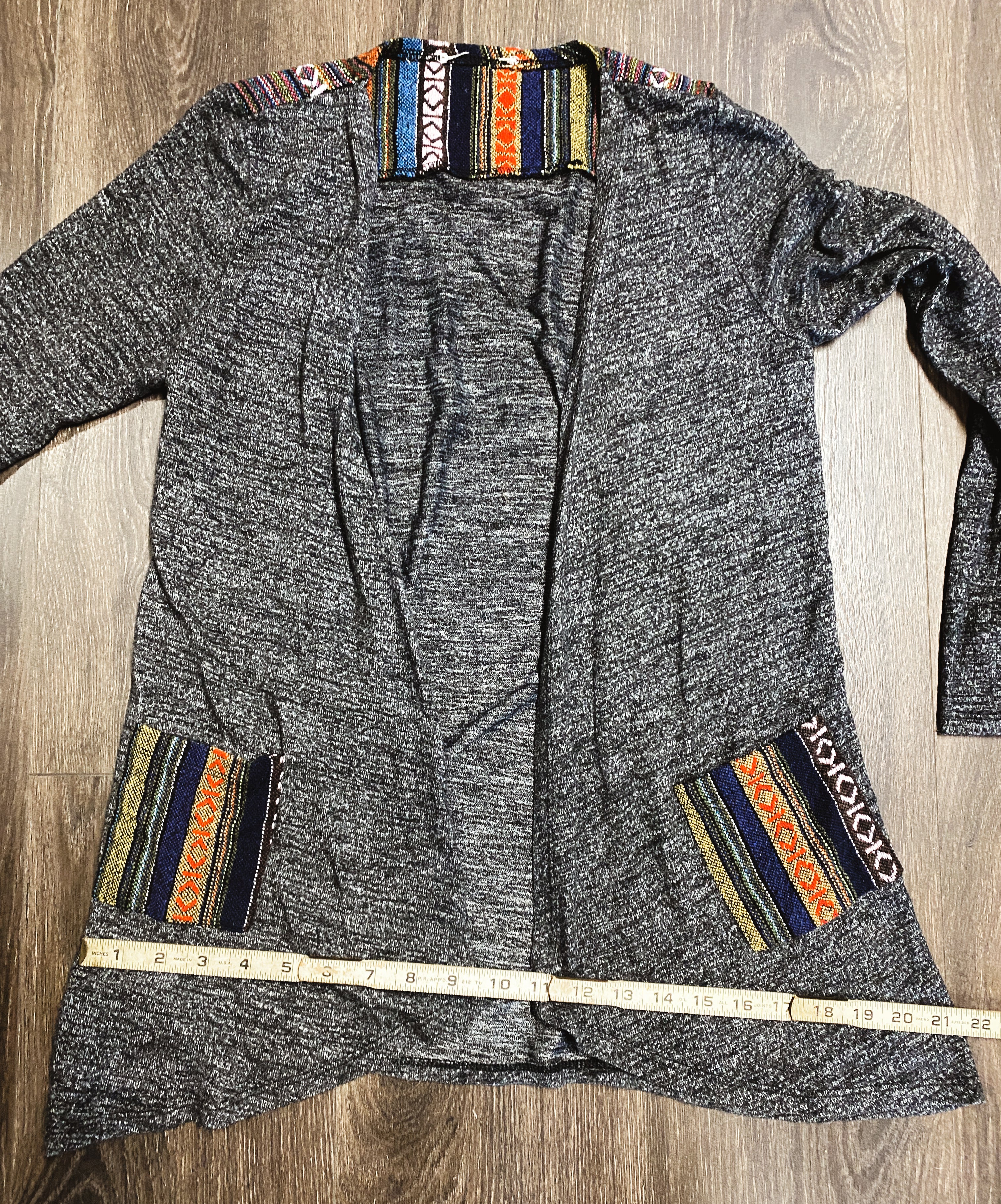 Cardigan With Guatemalan Style Accents  - Size Medium