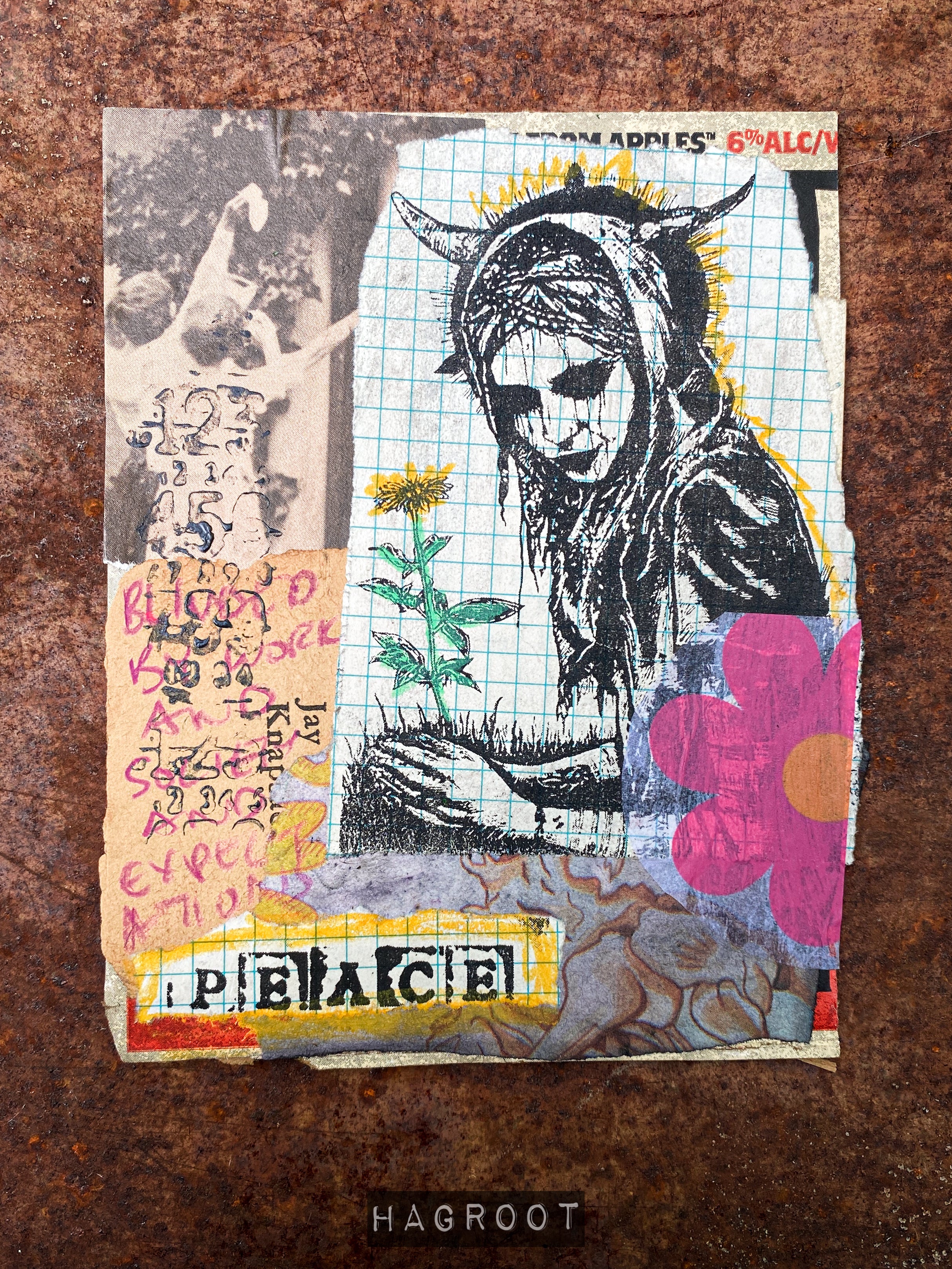 Grow Peace - Original Mixed Media Collage