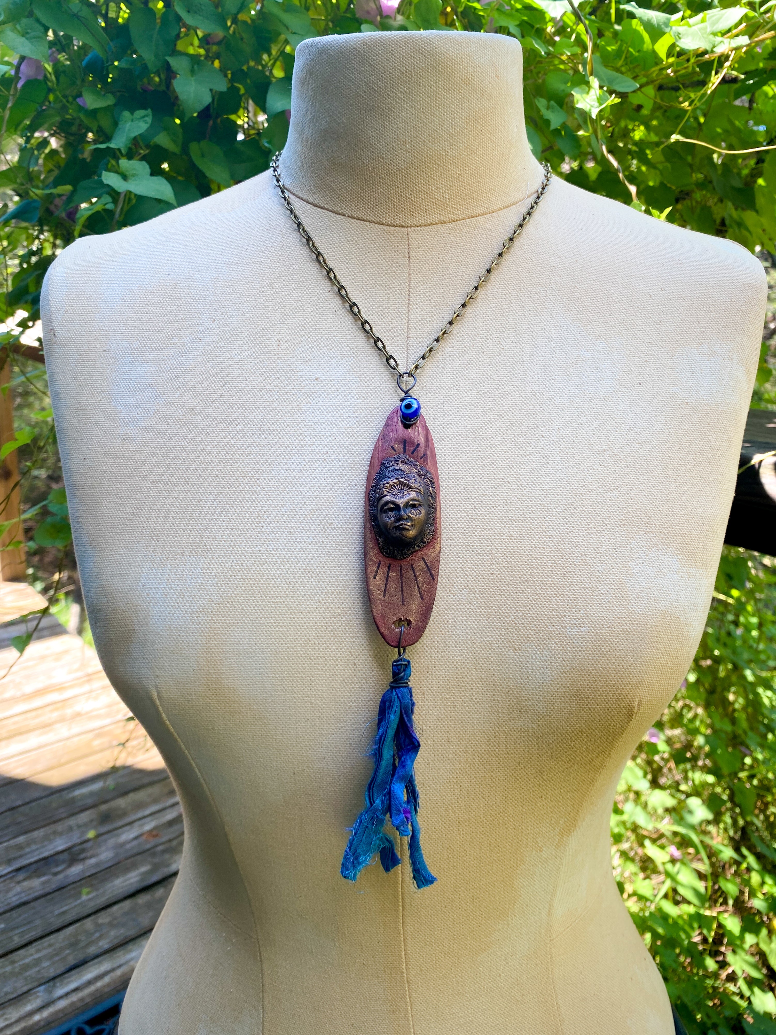 Woman of the Forgotten Realms - Wood + Clay Talisman/Amulet Necklace