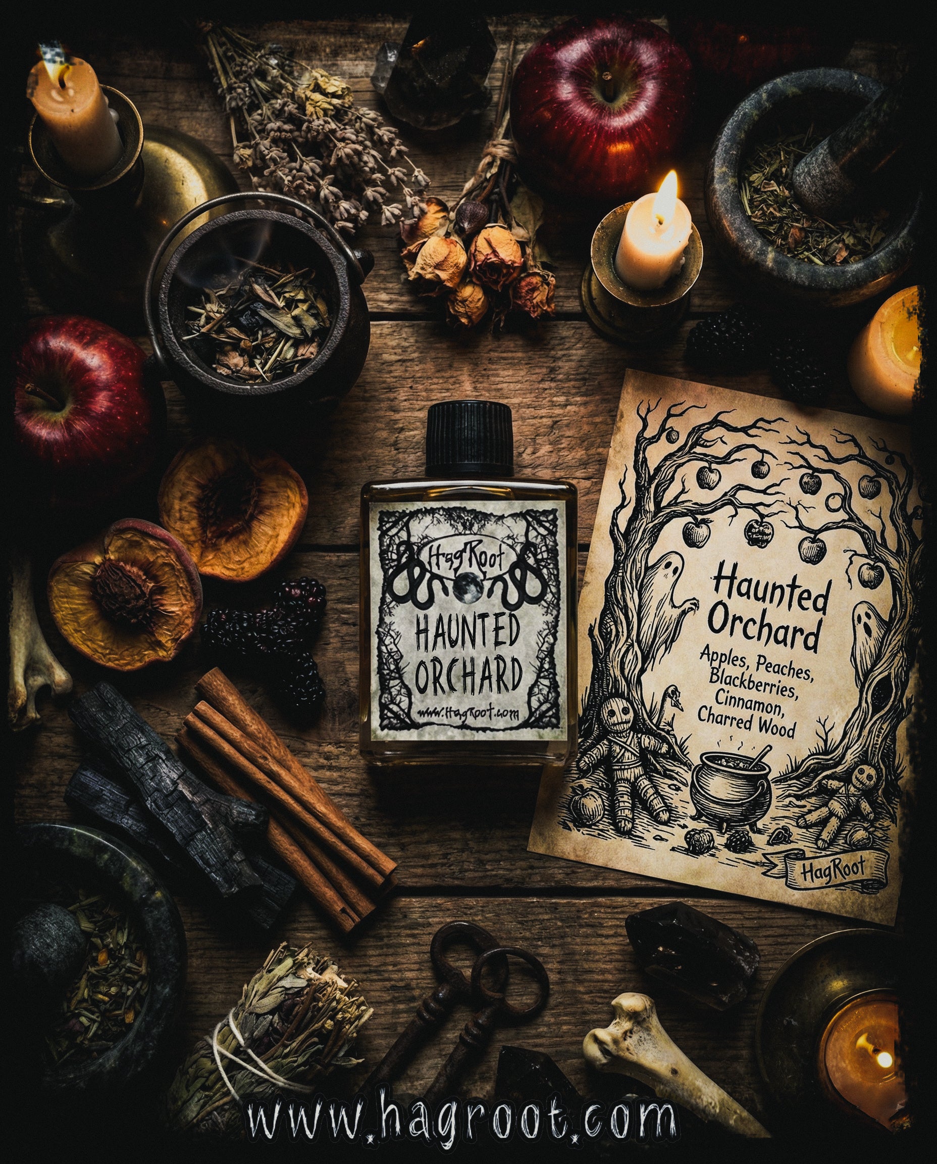 HAUNTED ORCHARD-(Apples, Peaches, Blackberries, Cinnamon, Charred Wood)-Perfume, Cologne, Anointing, Ritual Oil