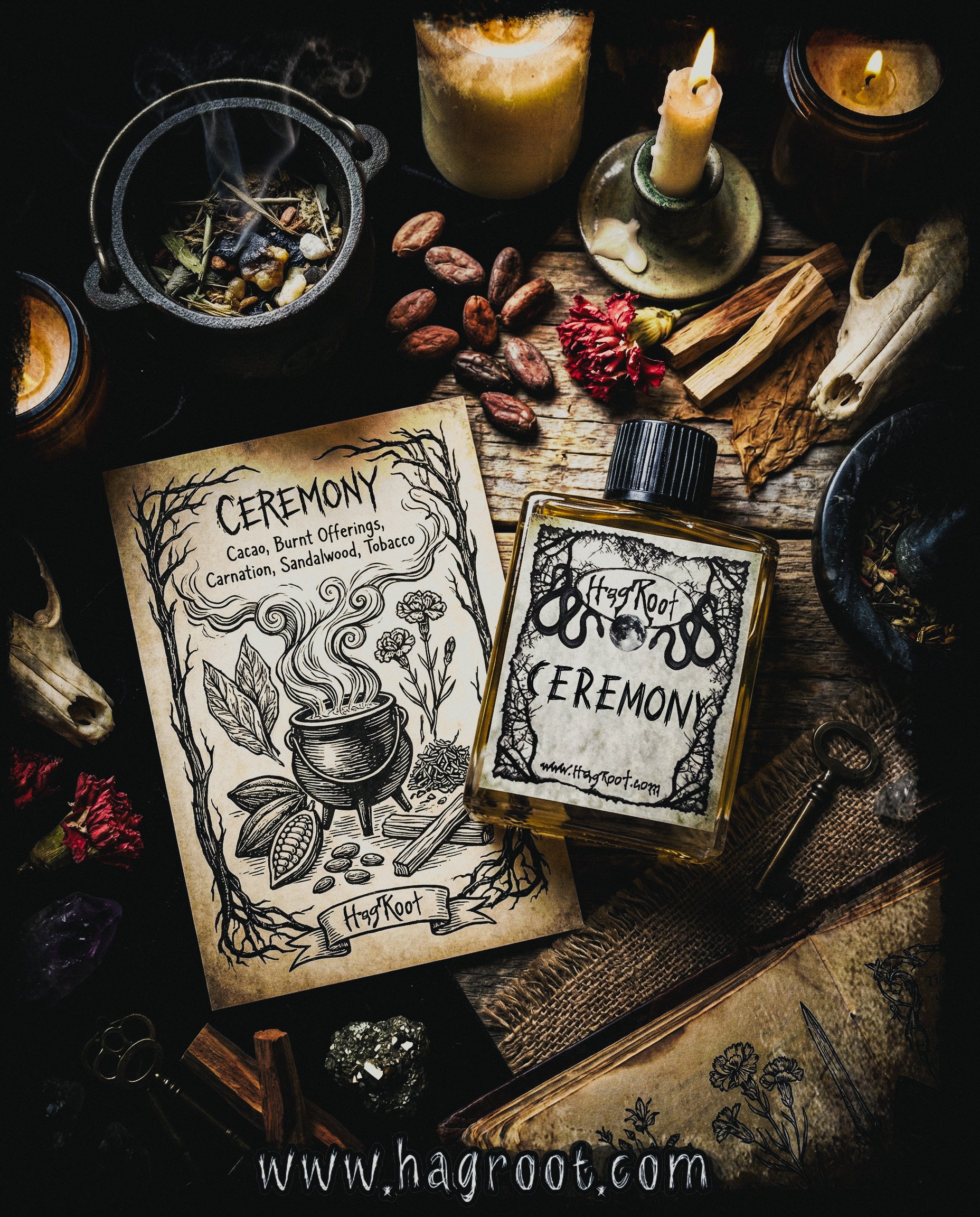 CEREMONY-(Cacao, Burnt Offerings, Carnation, Sandalwood, Tobacco)-Perfume, Cologne, Anointing, Ritual Oil