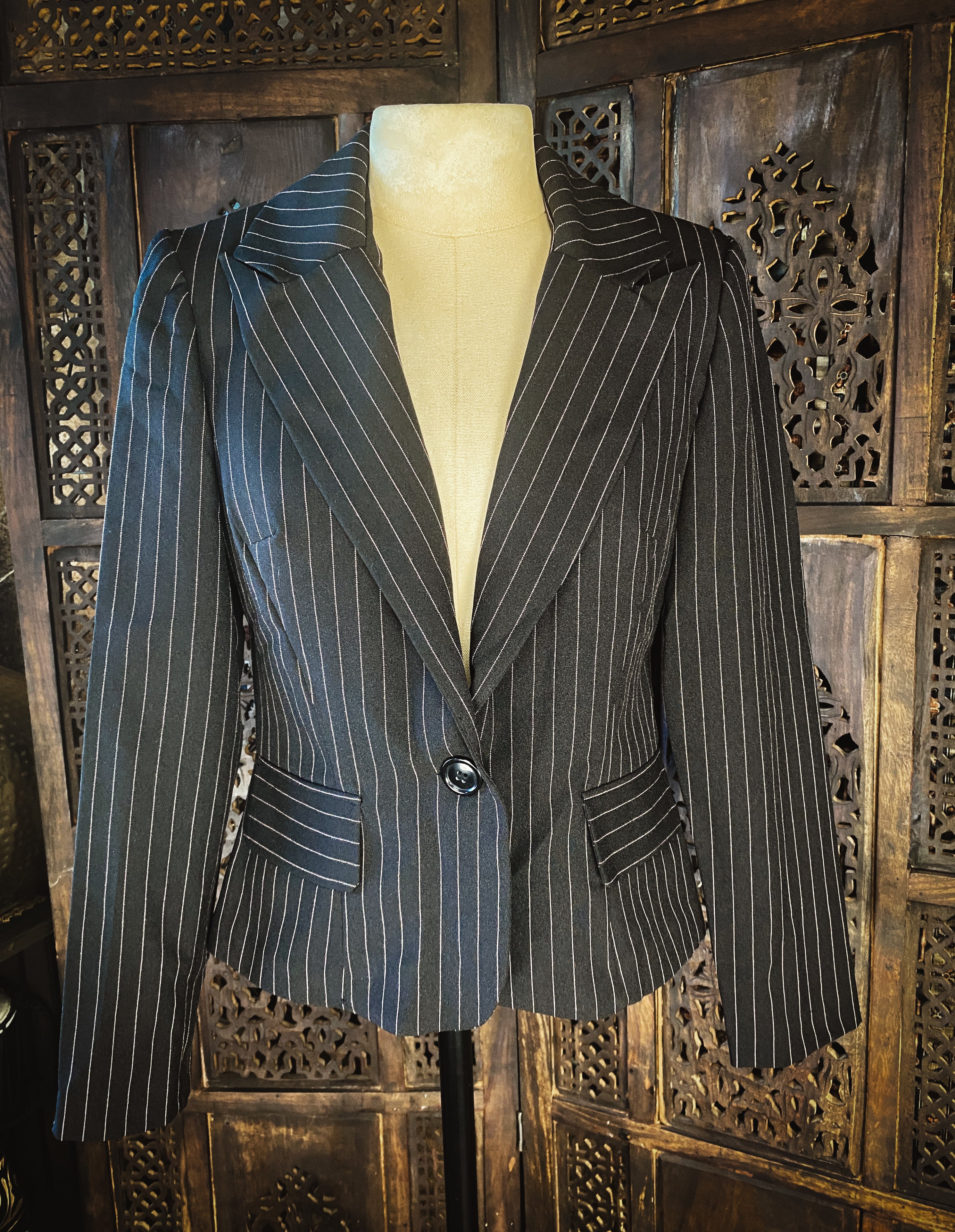 Black + Pink Striped Jacket - Size Small