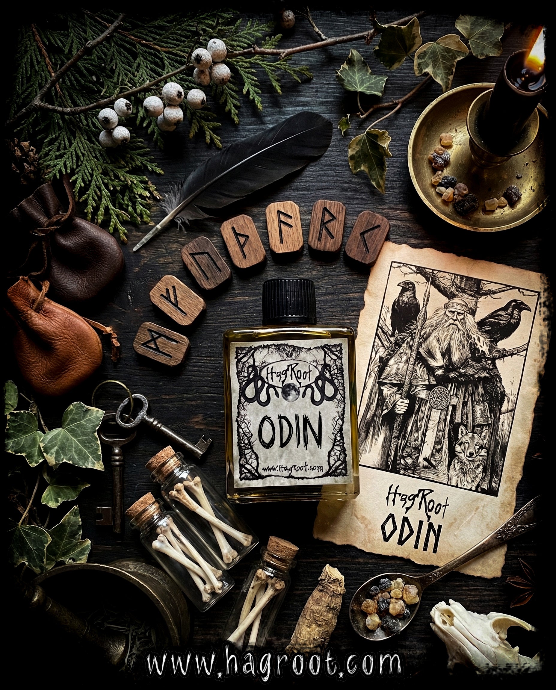 ODIN-(Vetiver, Cedar, Fir, Camphor, Grass, Ivy, Sandalwood, Clover, Holly Berry, Wisteria, Pine)-Perfume, Cologne, Anointing, Ritual Oil