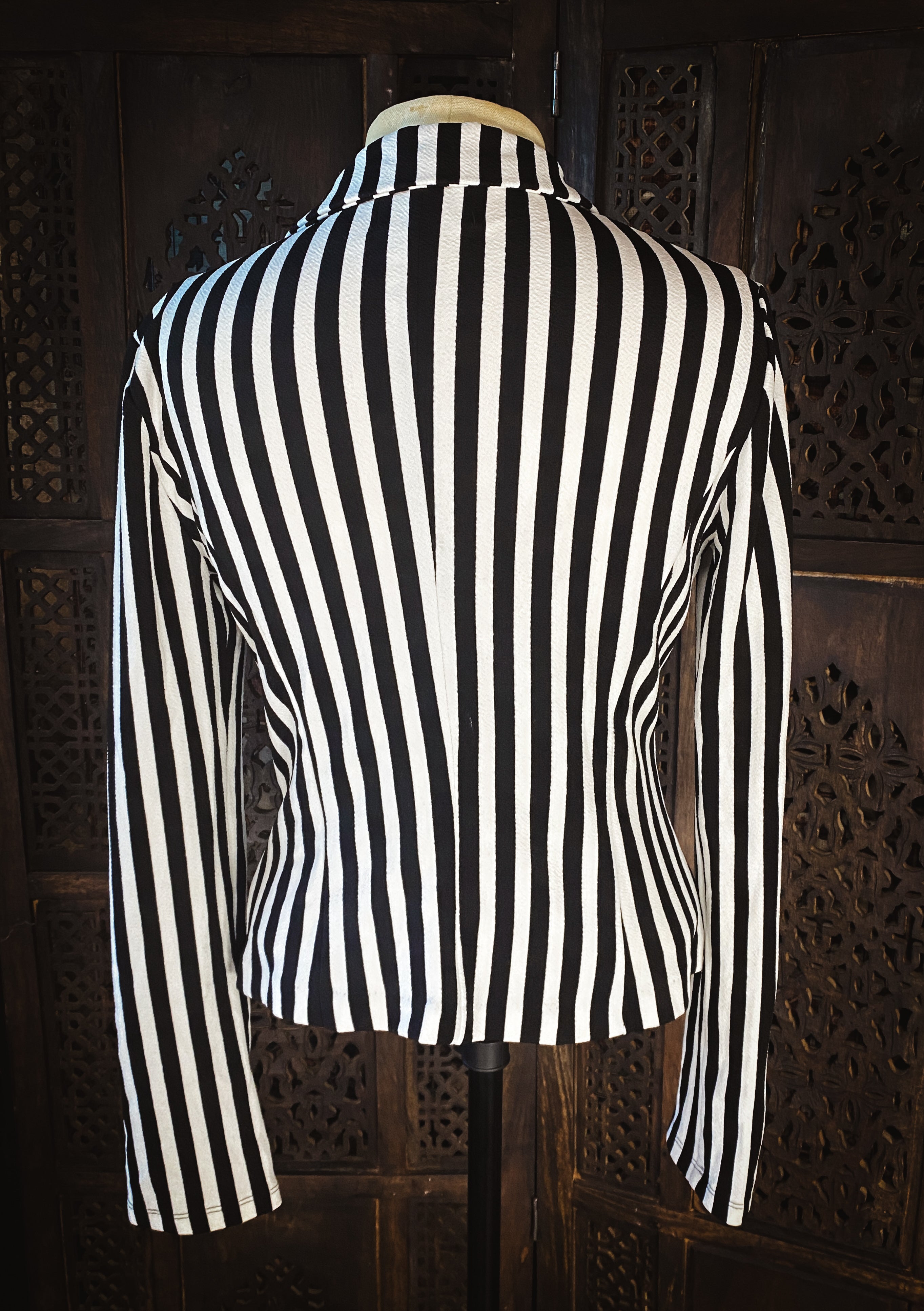 Black + White Striped Jacket - Size Small