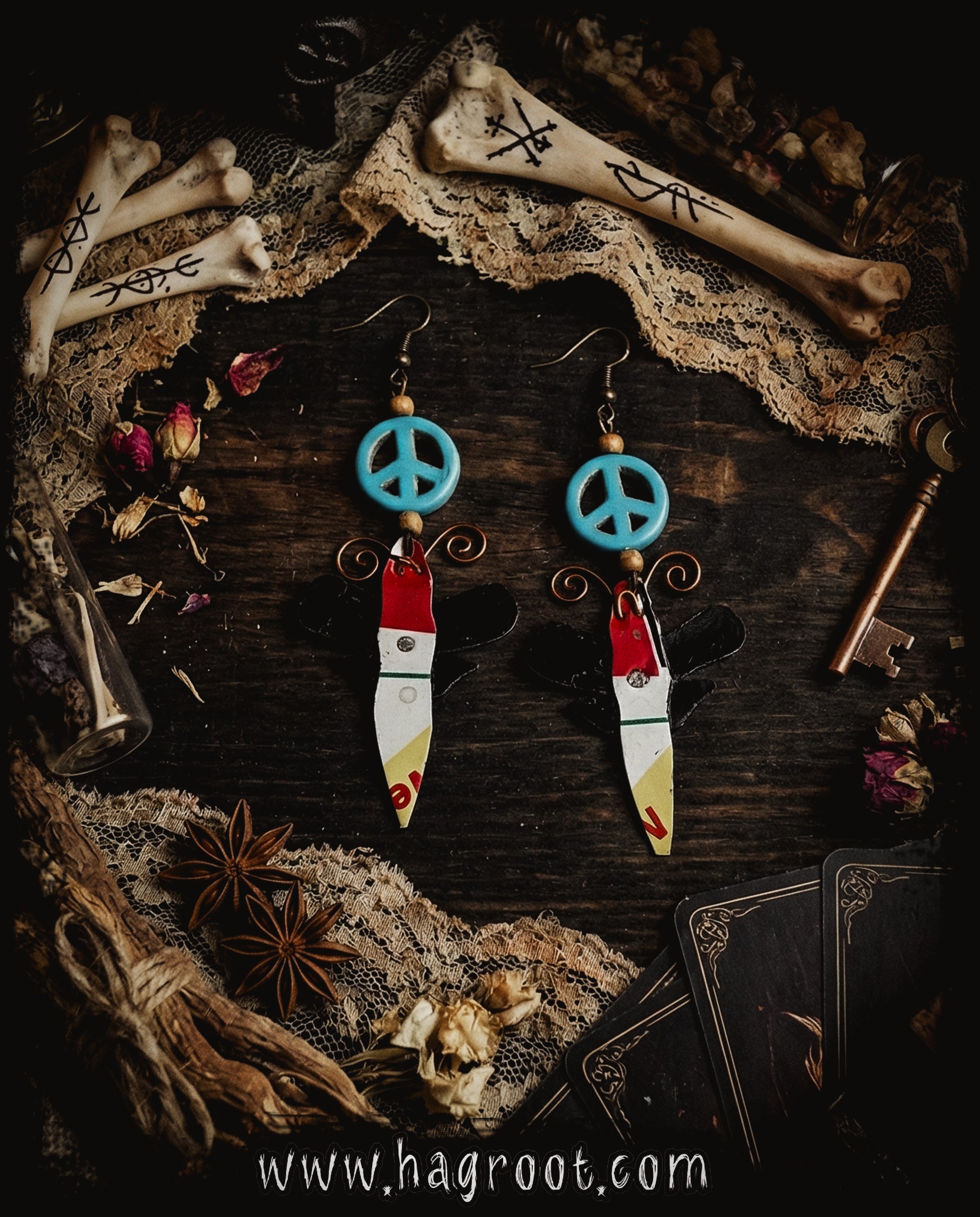 Hand Crafted Earrings for Peace Made from Salvaged Materials