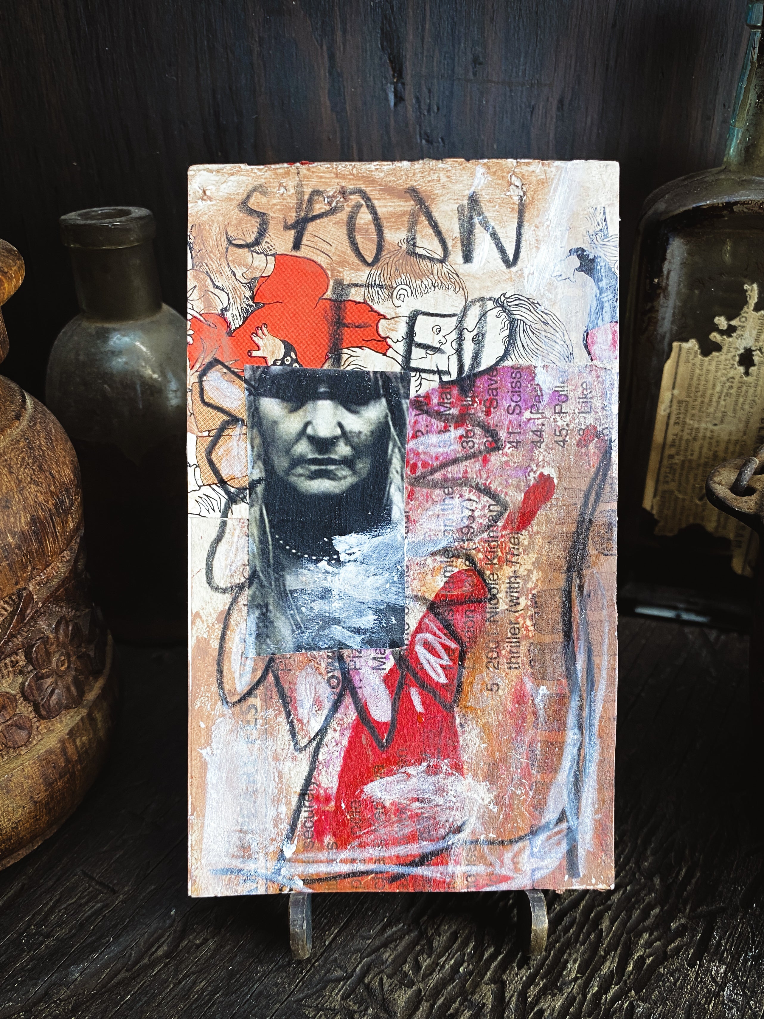 Spoon Fed - Original Mixed Media Collage