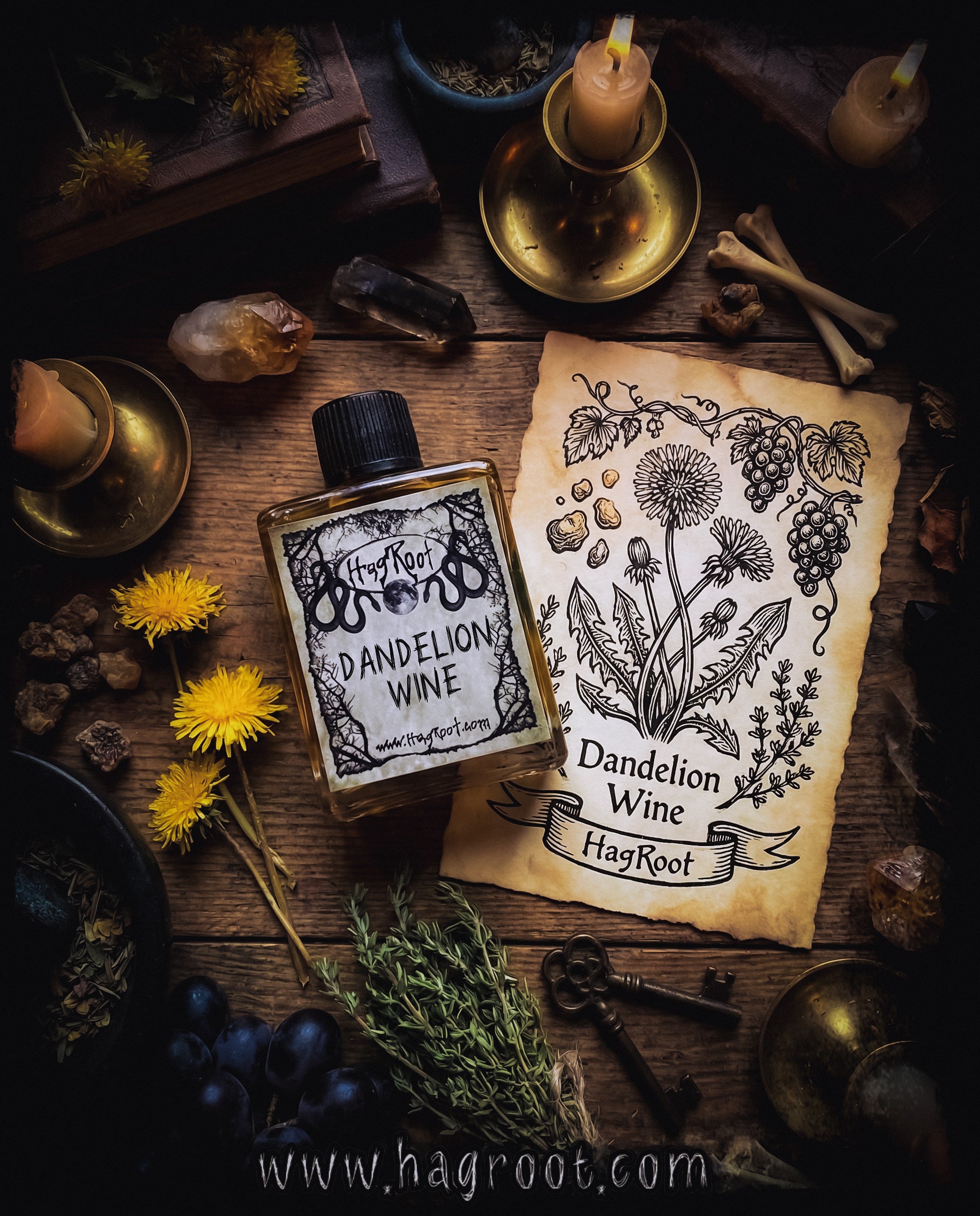 DANDELION WINE-(Dandelion, Myrrh, Grapes, Thyme)-Perfume, Cologne, Anointing, Ritual Oil