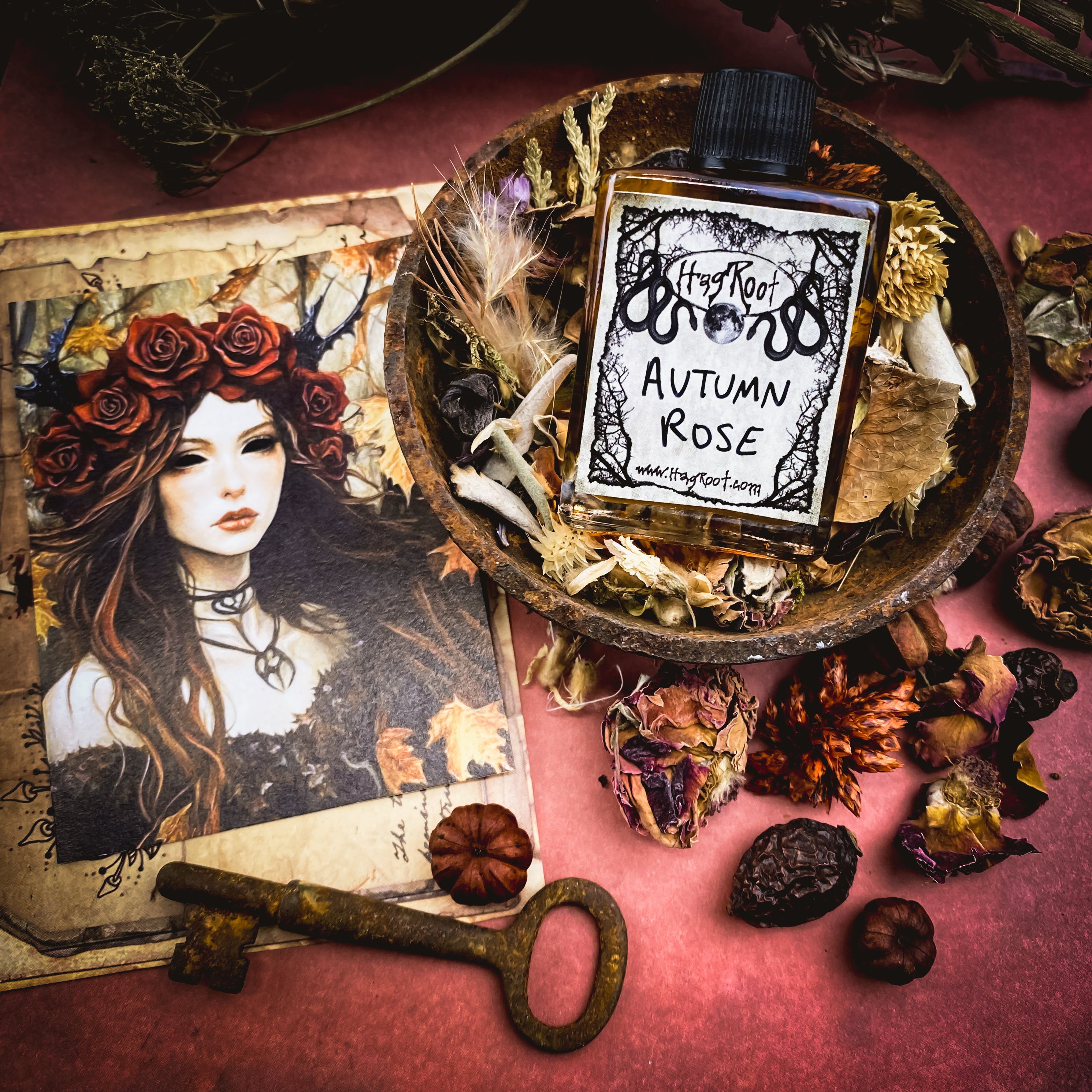 AUTUMN ROSE-(Pumpkin, Rose, Nutmeg, Ginger, Vanilla, Cinnamon, Cardamom, Oak)-Perfume, Cologne, Anointing, Ritual Oil