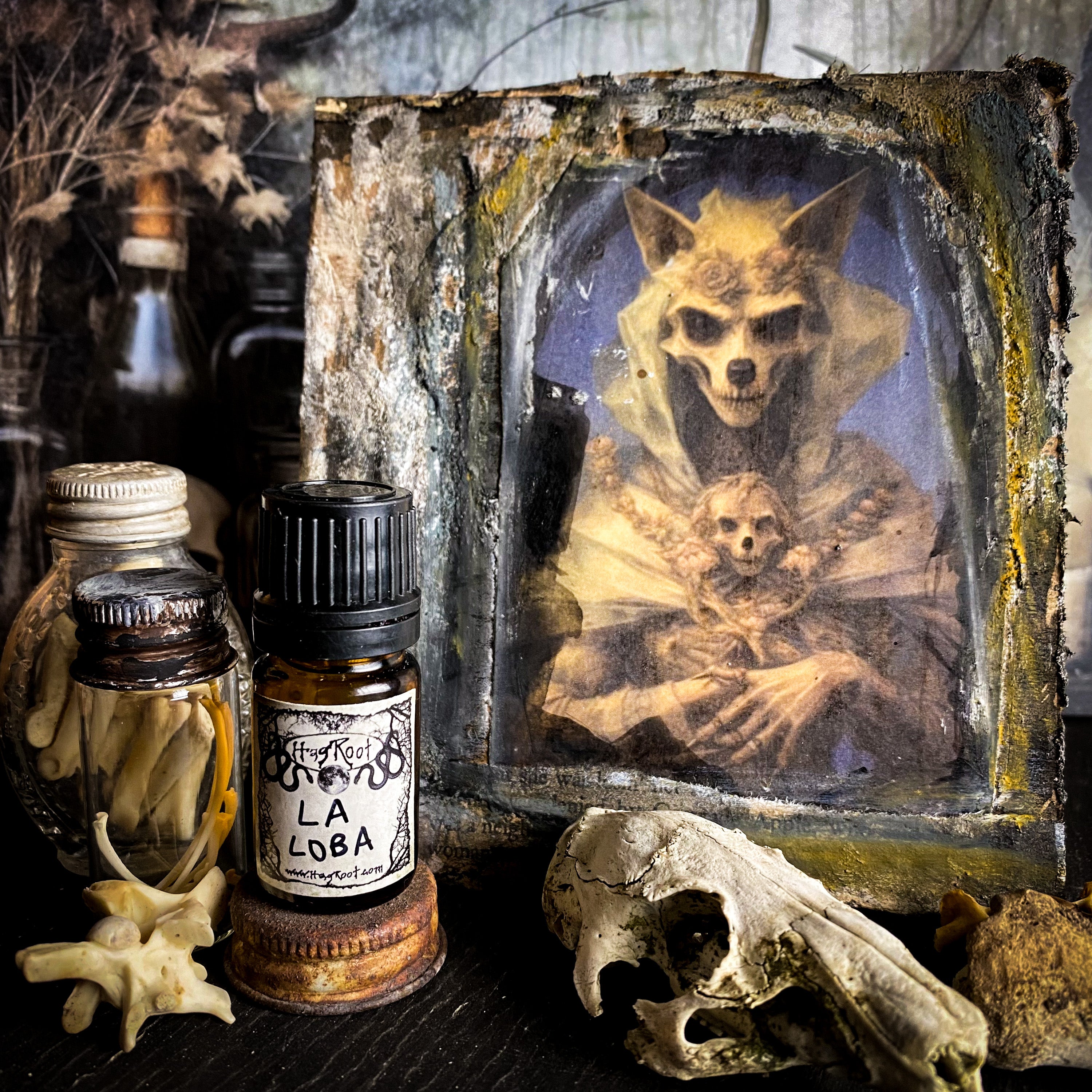 LA LOBA-(Charred Woods, Moss Covered Bones, Black Tea, Warm Spices, Amber Resin)-Perfume, Cologne, Anointing, Ritual Oil