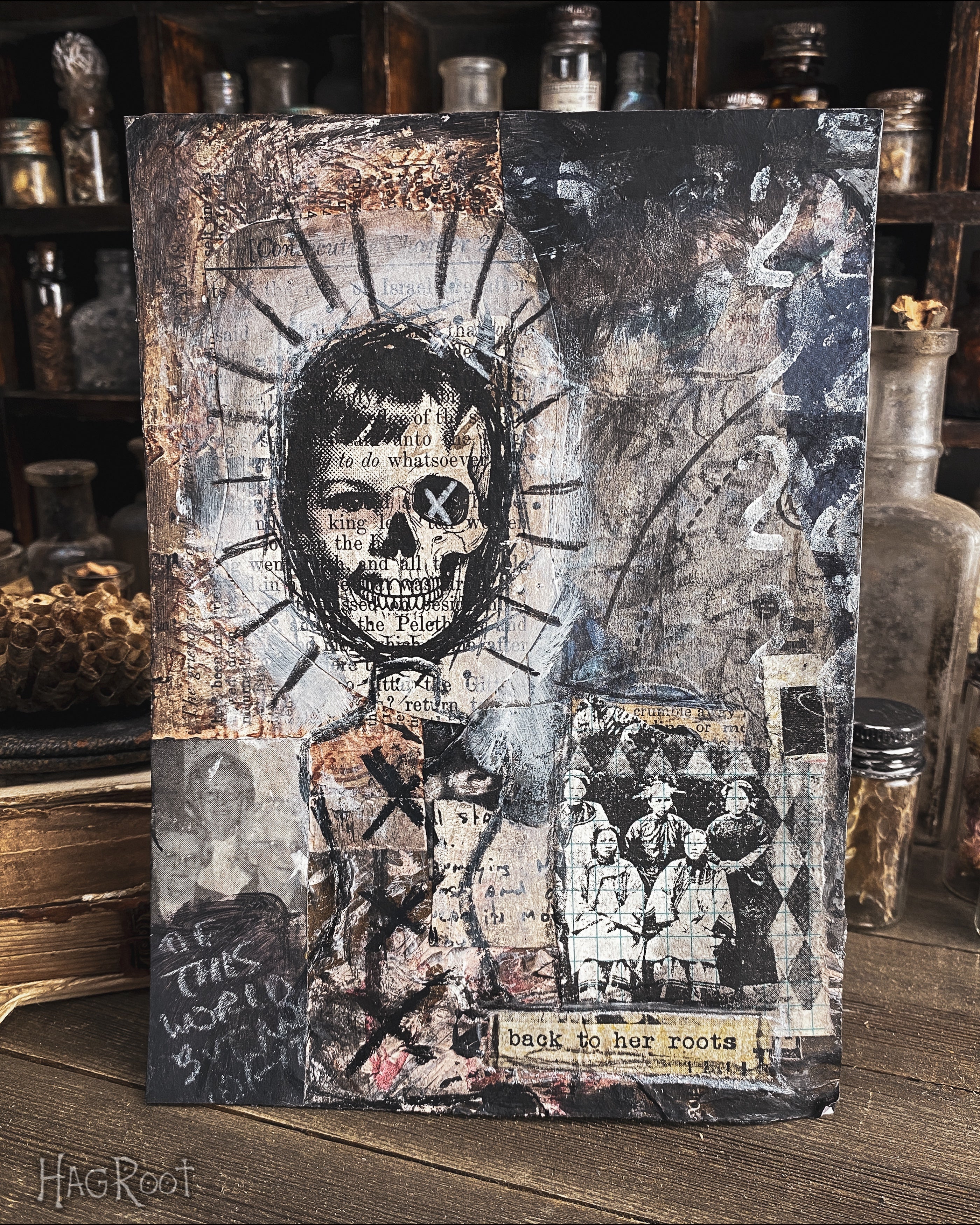 Back to Her Roots - Original Mixed Media Collage - Altar Card