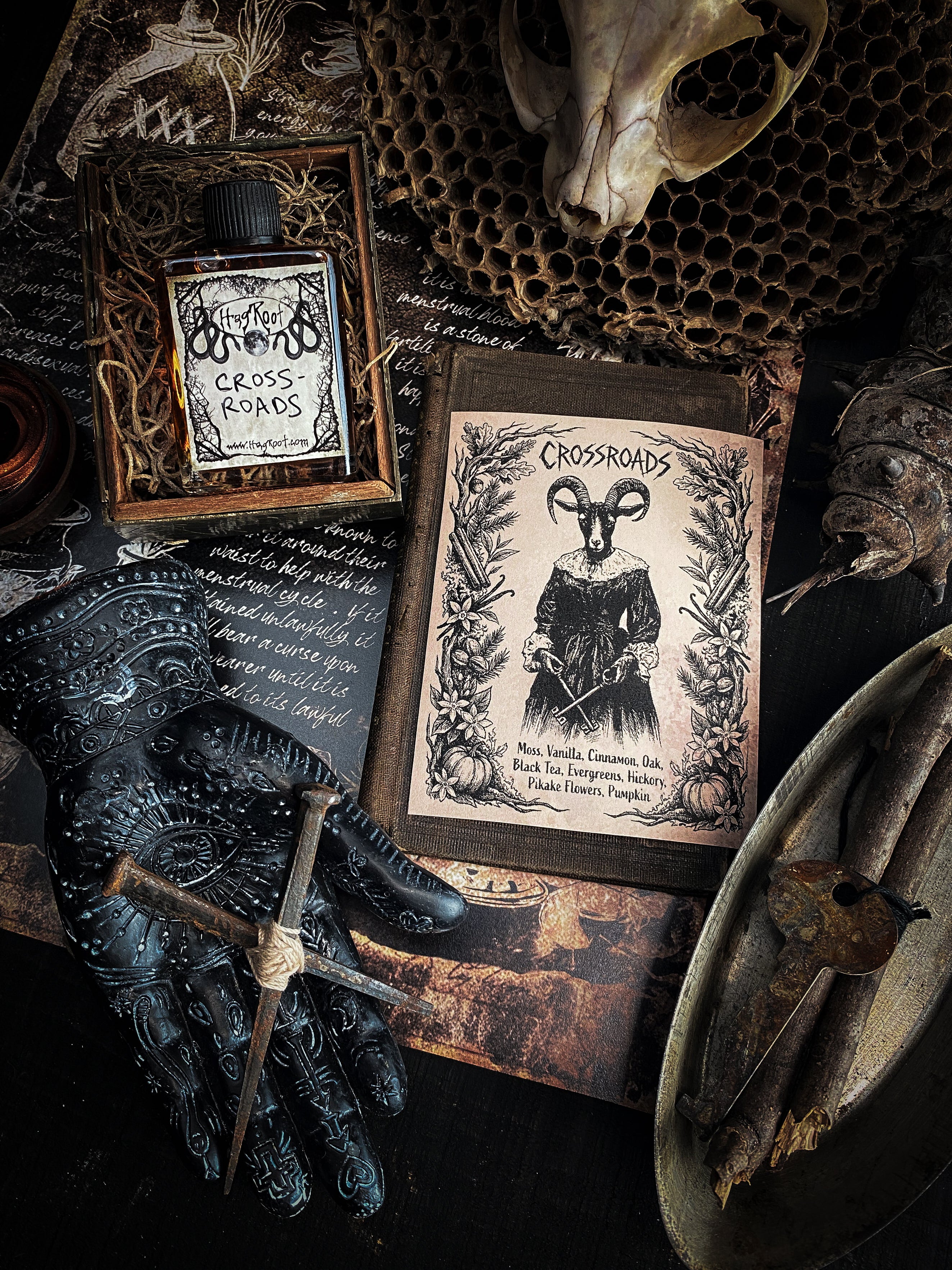 CROSSROADS-(Moss, Vanilla, Cinnamon, Oak, Black Tea, Evergreens, Hickory, Pikake Flowers, Pumpkin)-Perfume, Cologne, Anointing, Ritual Oil